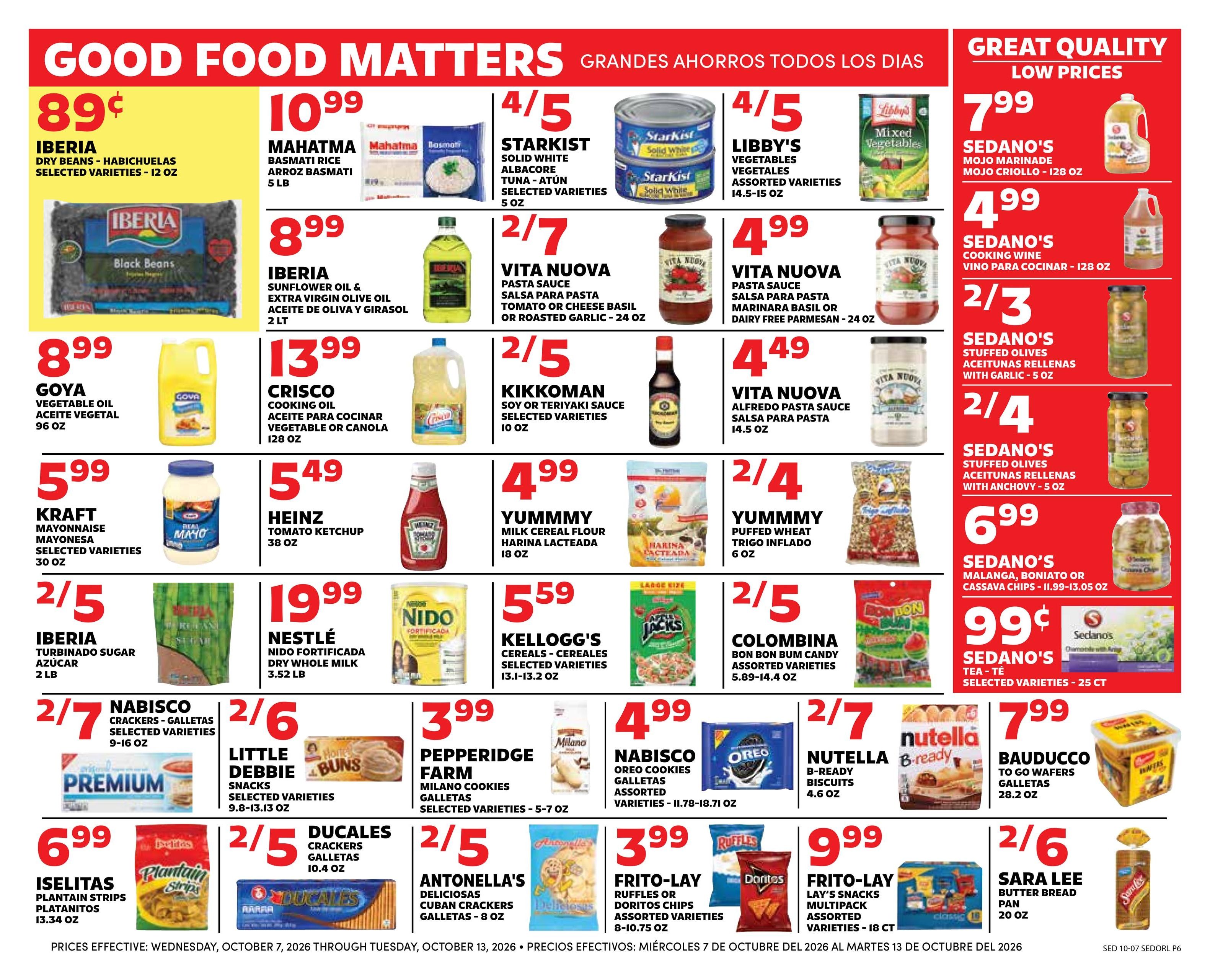 Sedano's (Orlando Area, FL) Weekly Ad October 7 - 13, 2026