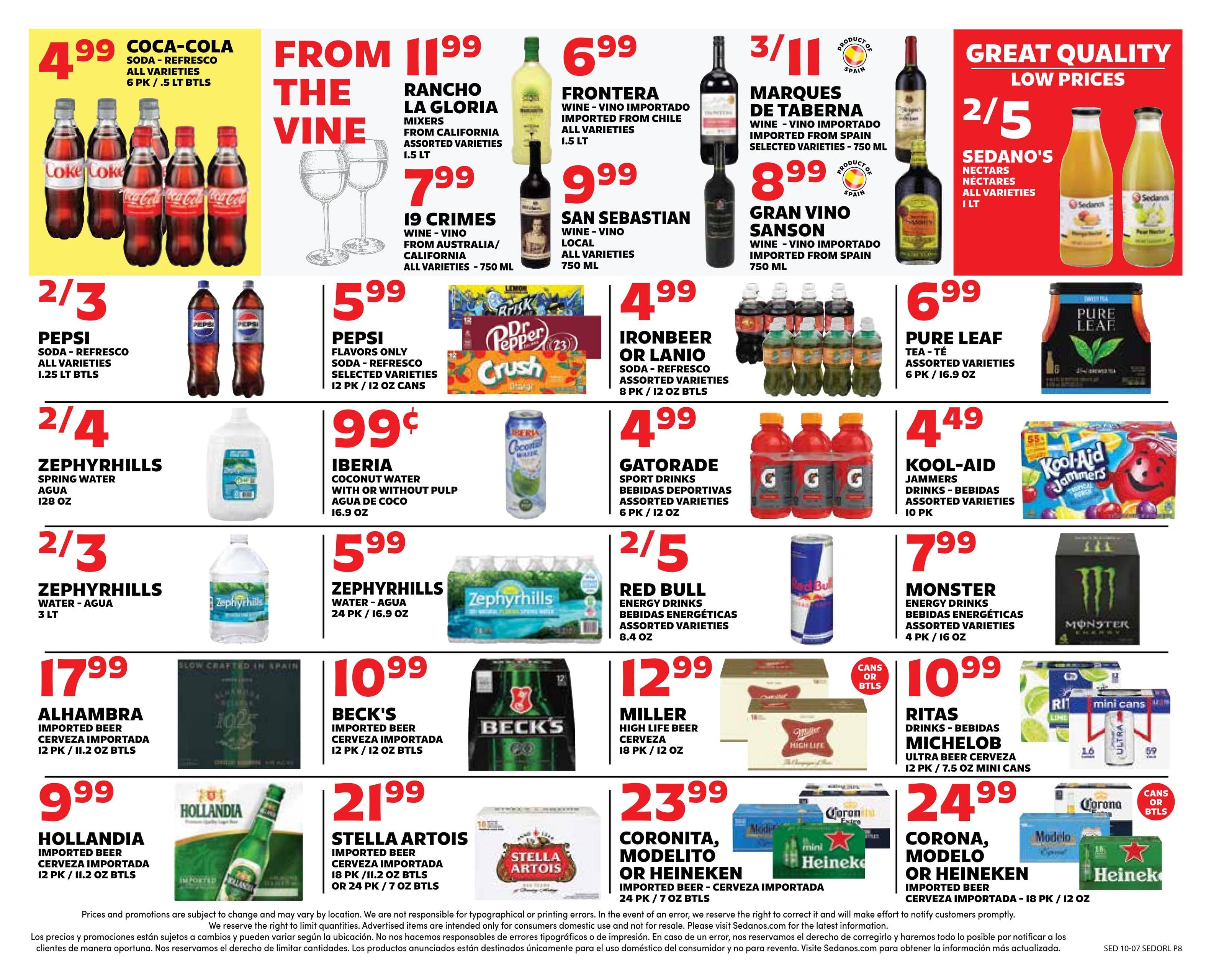 Sedano's (Orlando Area, FL) Weekly Ad October 7 - 13, 2026
