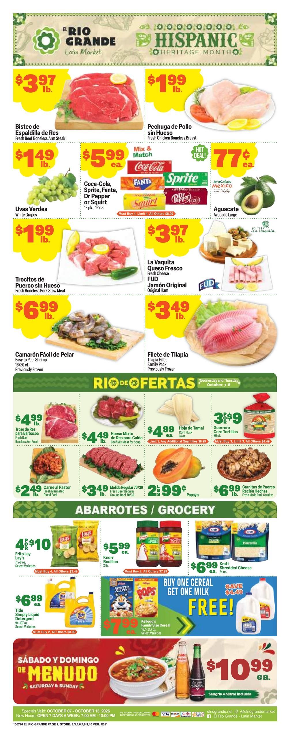 El Rio Grande (Carrollton Area, TX) Weekly Ad October 7 - 13, 2026