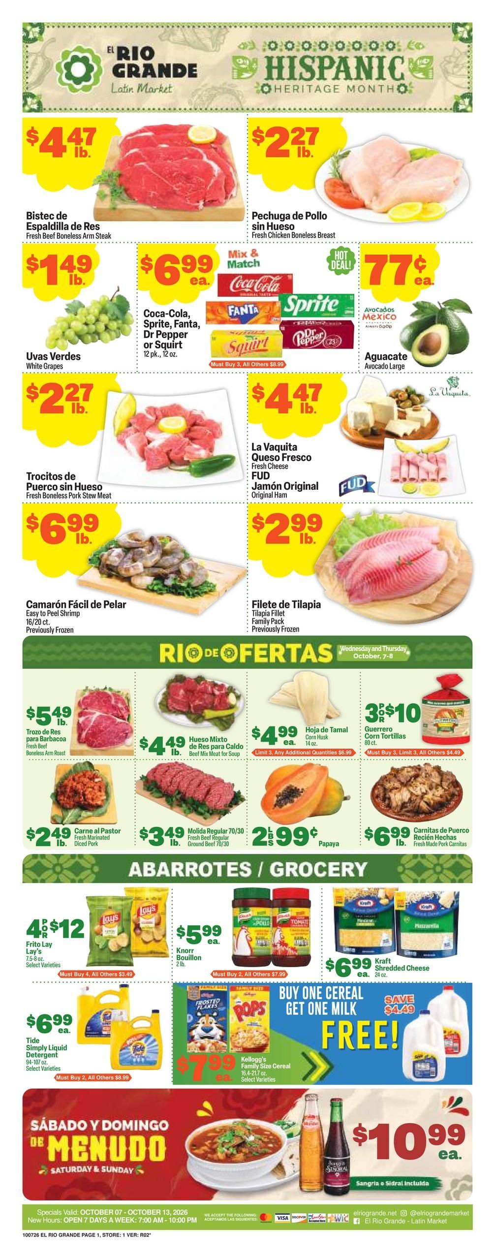 El Rio Grande (Dallas Area, TX) Weekly Ad October 7 - 13, 2026