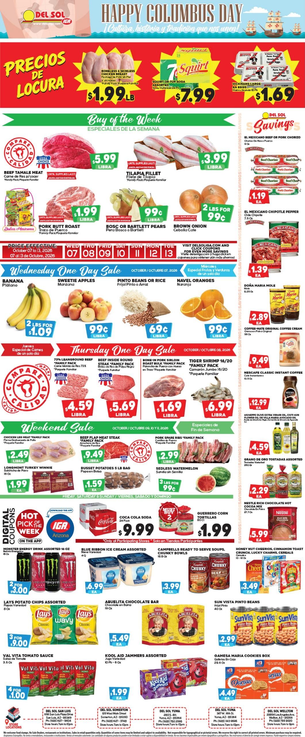 Del Sol IGA Weekly Ad October 7 - 13, 2026