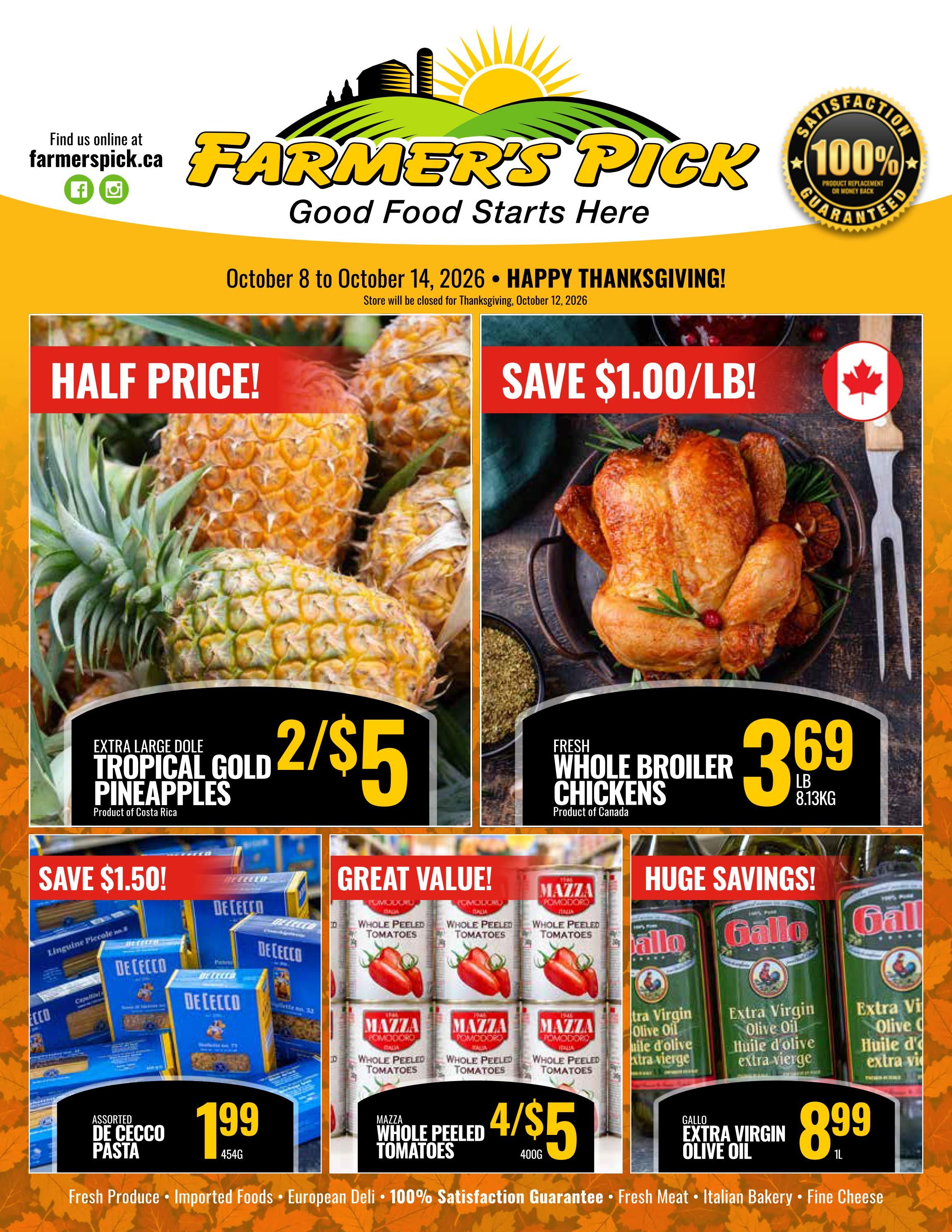 Farmer's Pick Flyer October 8 to 14