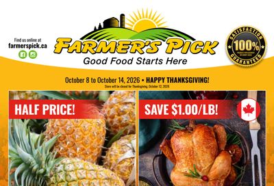 Farmer's Pick Flyer October 8 to 14