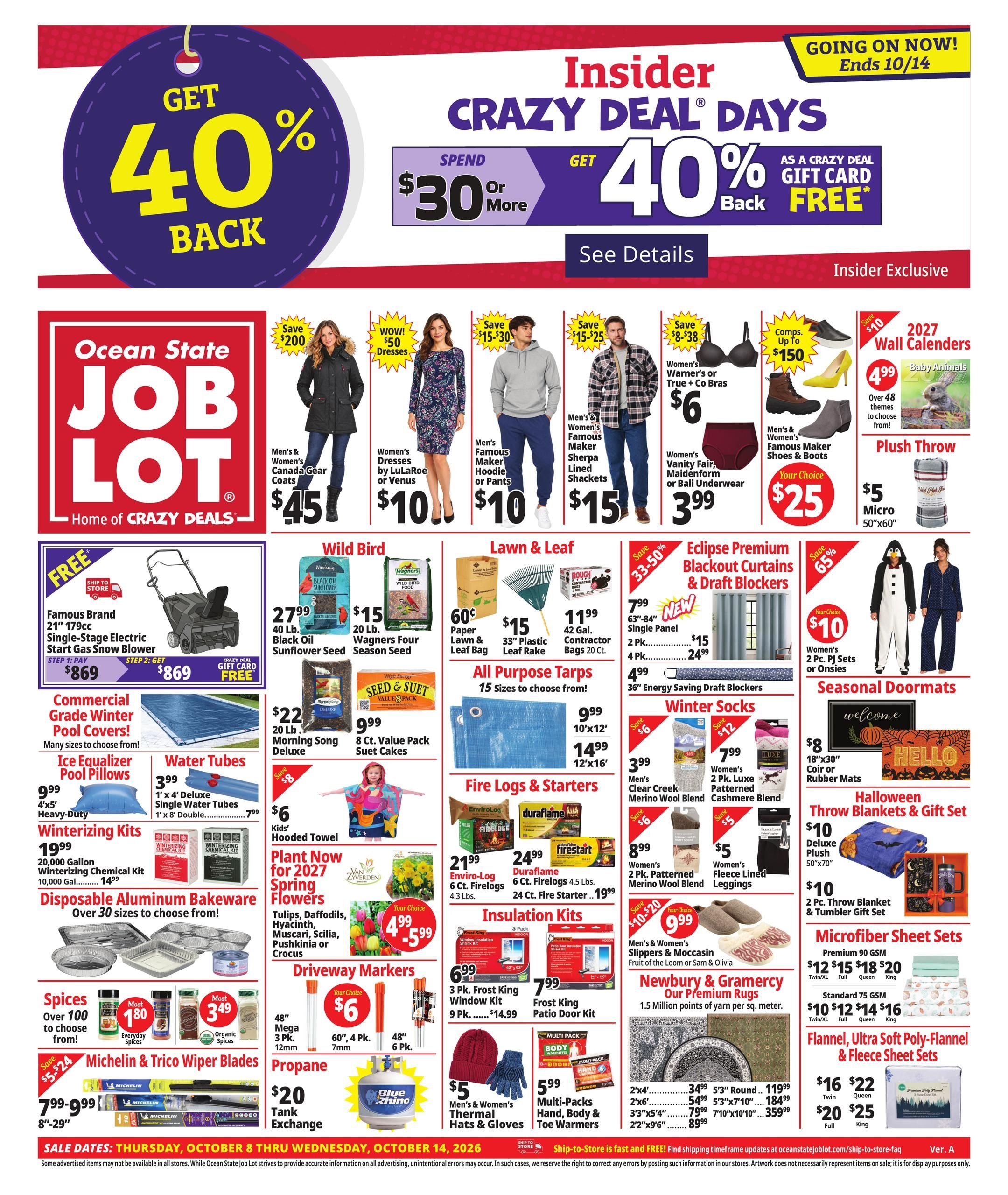 Ocean State Job Lot (Bethany Area, CT) Weekly Ad October 8 - 14, 2026