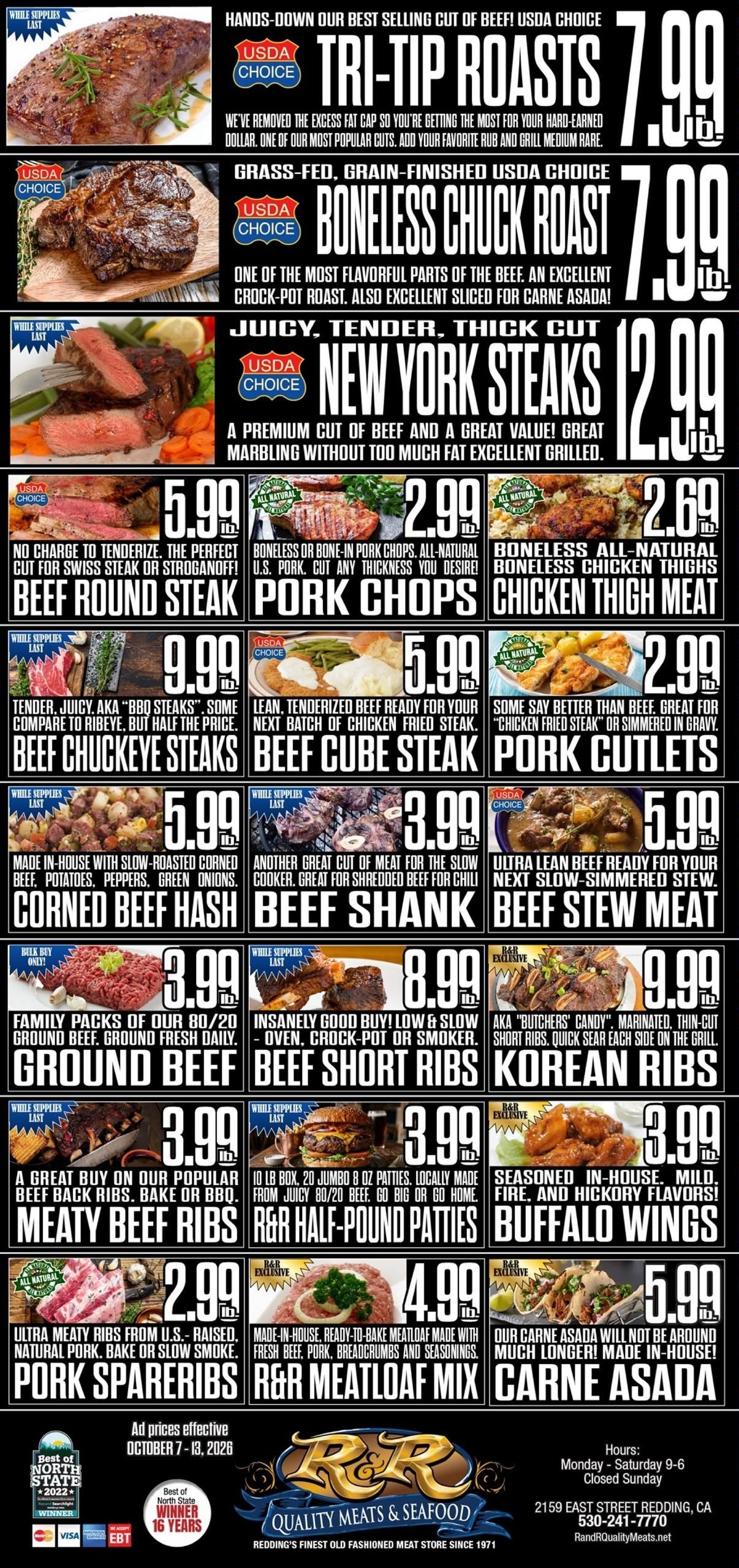 R&R Quality Meats & Seafood Weekly Ad October 7 - 13, 2026