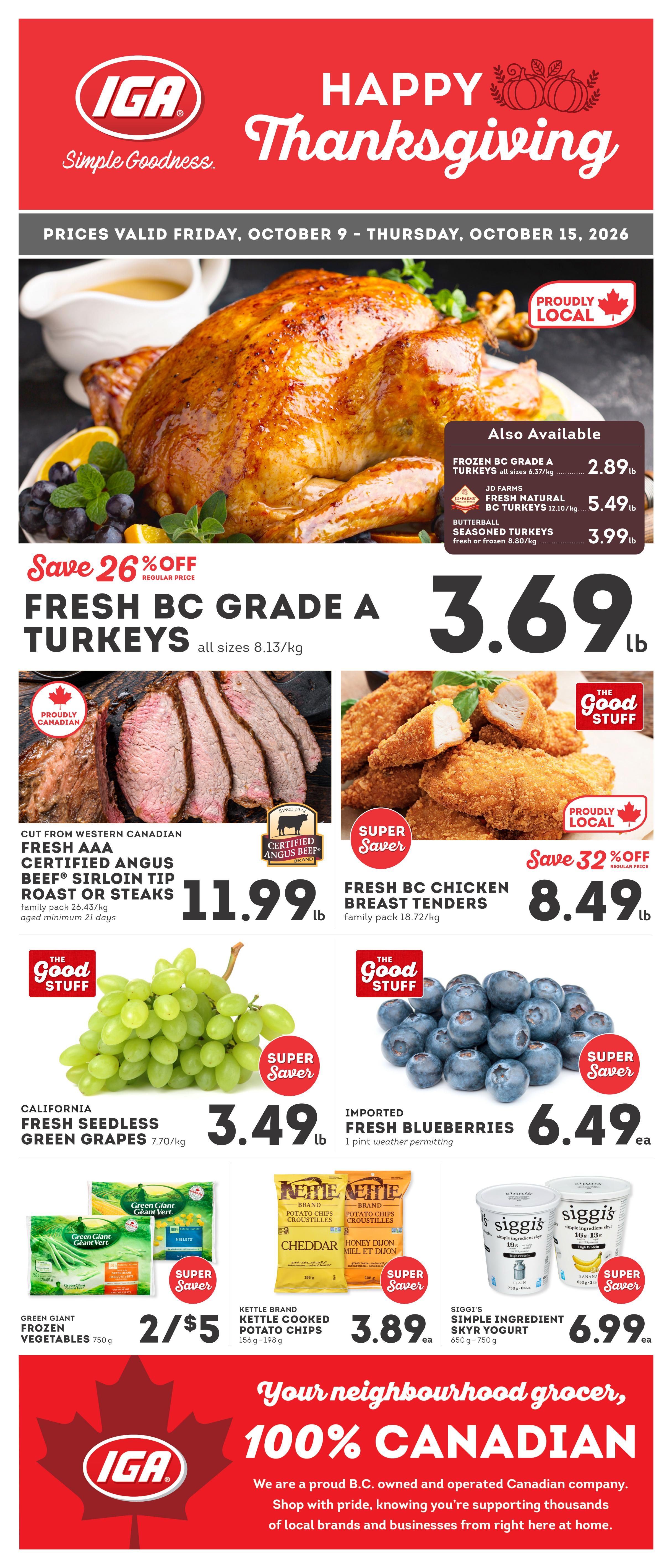 IGA Stores of BC Flyer October 9 to 15