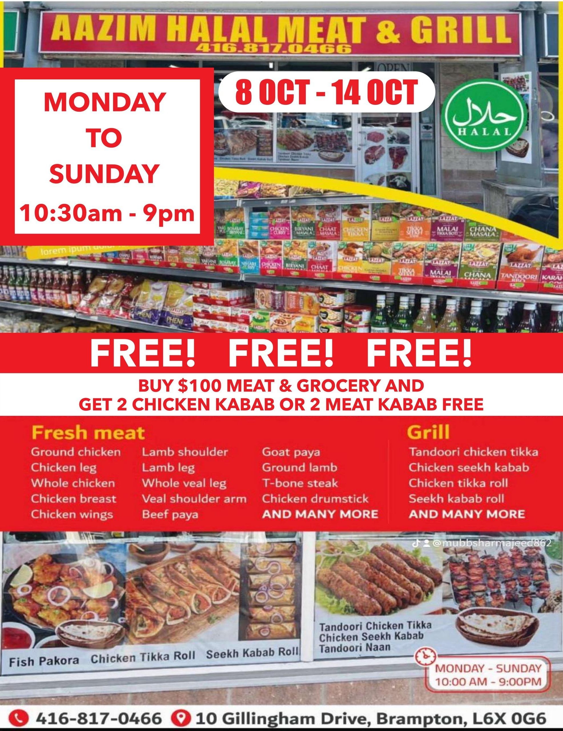 Aazim Halal Meat & Grill Flyer October 8 to 14