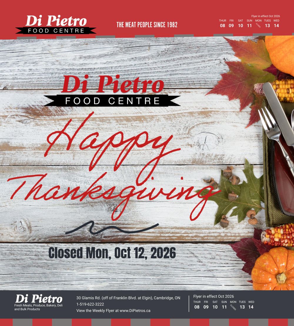 Di Pietro Food Centre Flyer October 8 to 14