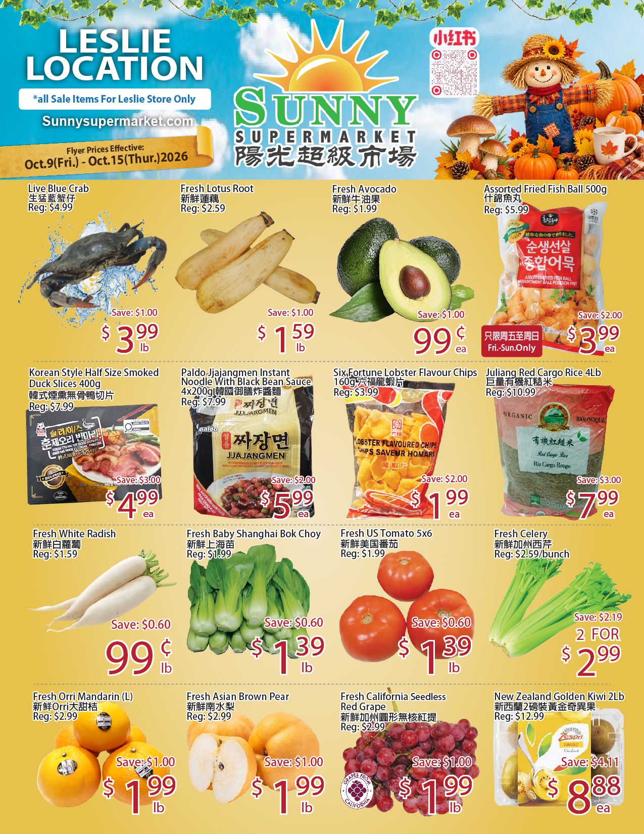 Sunny Supermarket (Leslie) Flyer October 9 to 15