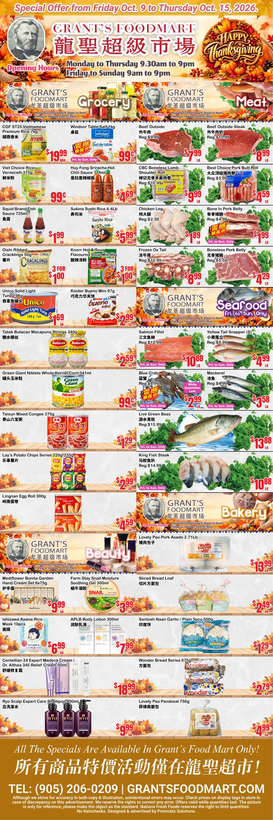 Grant's Food Mart Flyer October 9 to 15