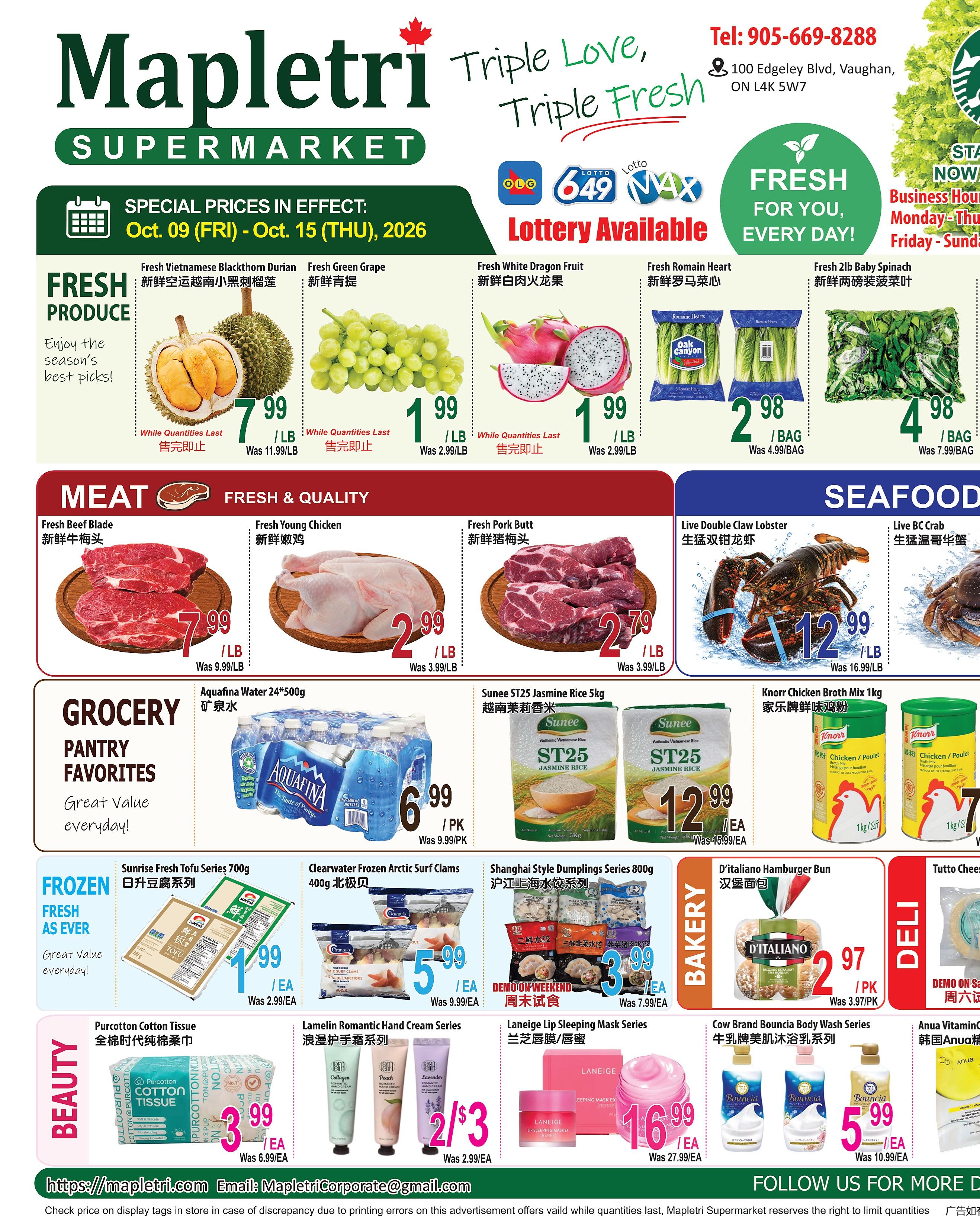 Mapletri Supermarket Flyer October 9 to 15