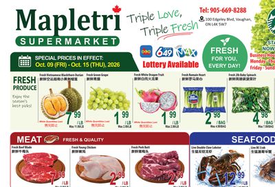 Mapletri Supermarket Flyer October 9 to 15