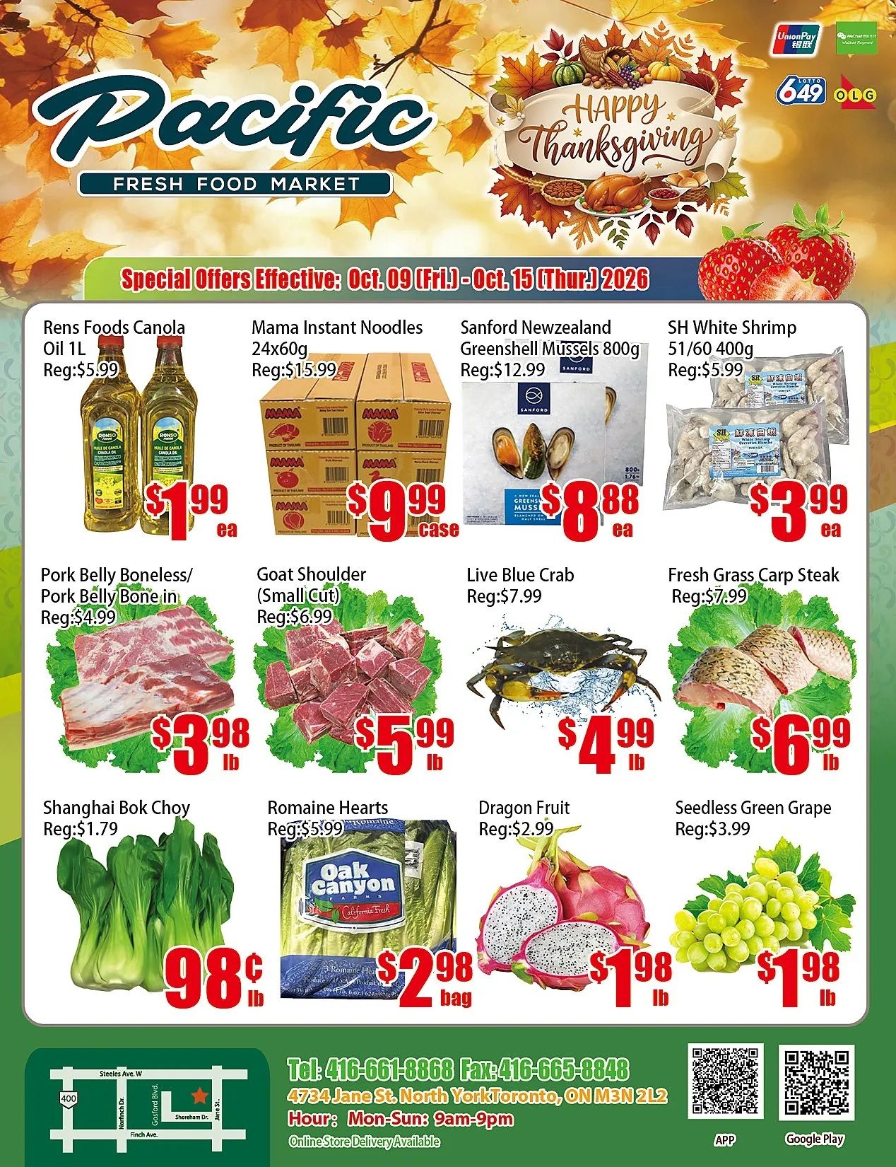 Pacific Fresh Food Market (North York) Flyer October 9 to 15