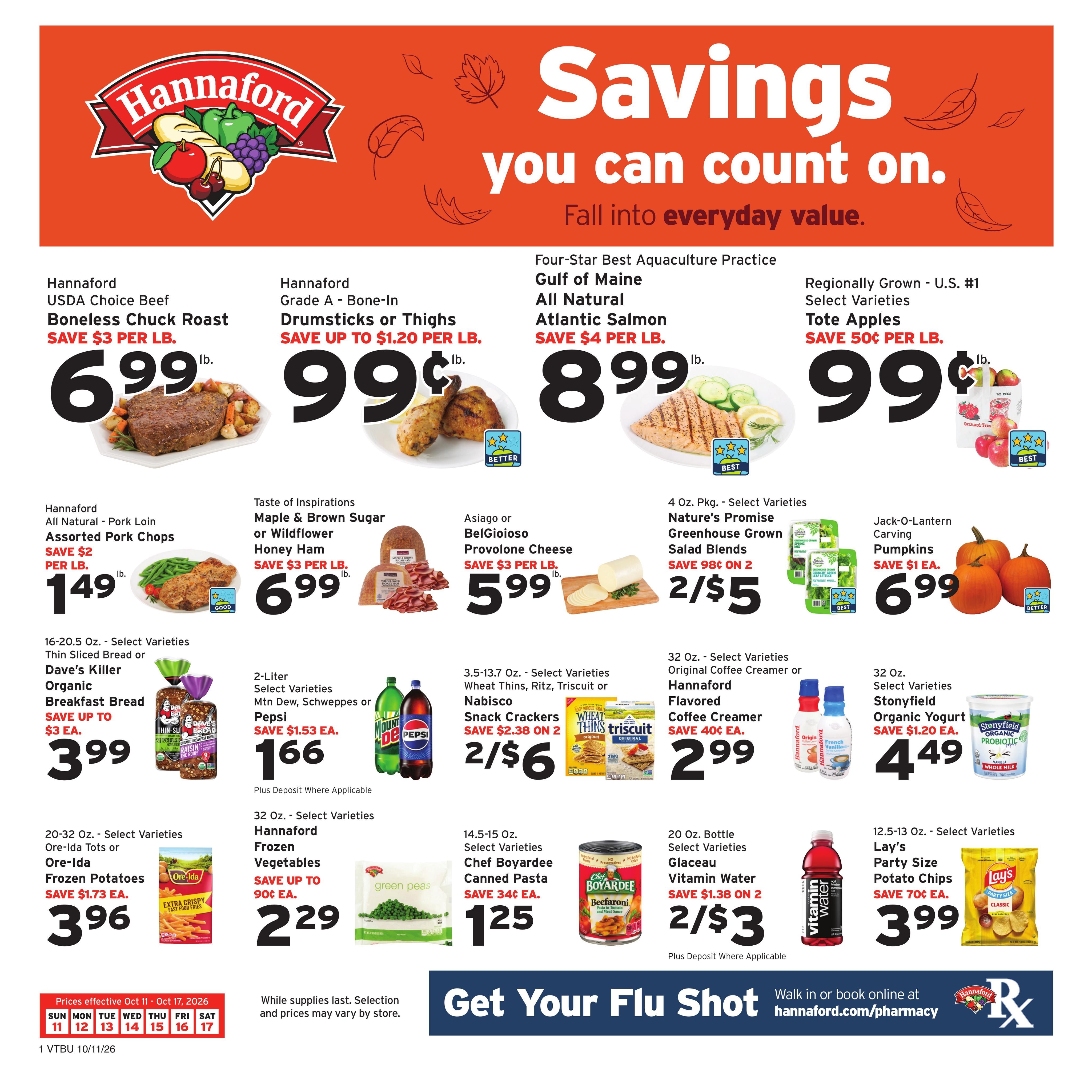 Hannaford (Montpelier-Saint Albans Area, VT) Week 42 Flyer for Flipp Weekly Ad October 11 - 17, 2026