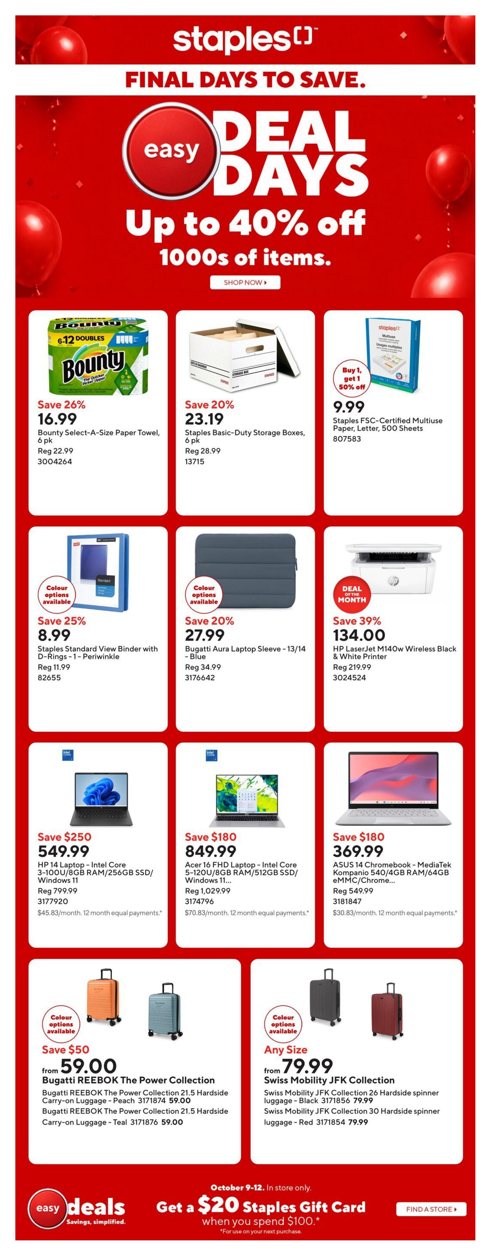 Staples Flyer October 9 to 15
