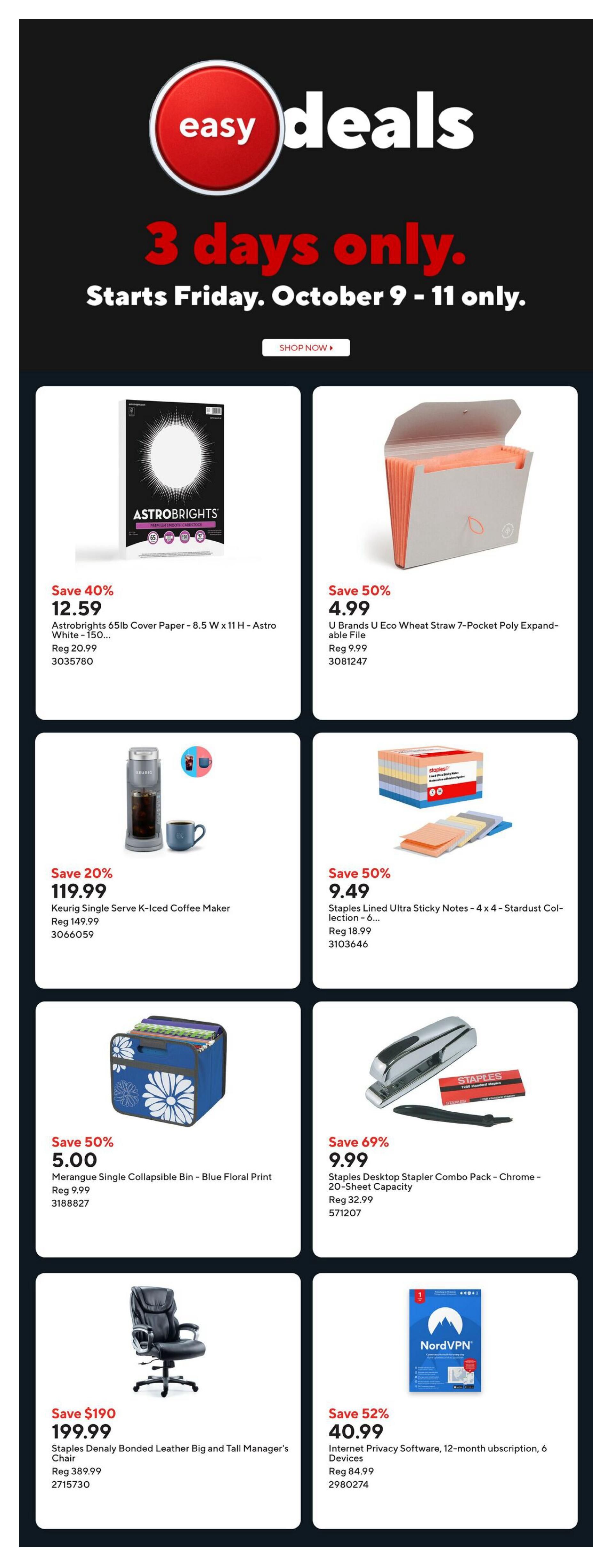 Staples Flyer October 9 to 15