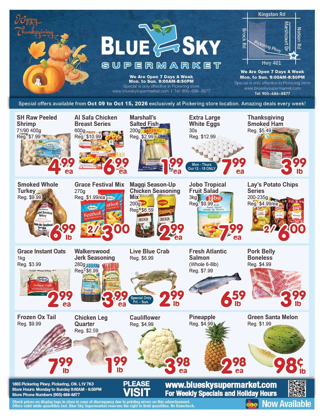 Blue Sky Supermarket (Pickering) Flyer October 9 to 15
