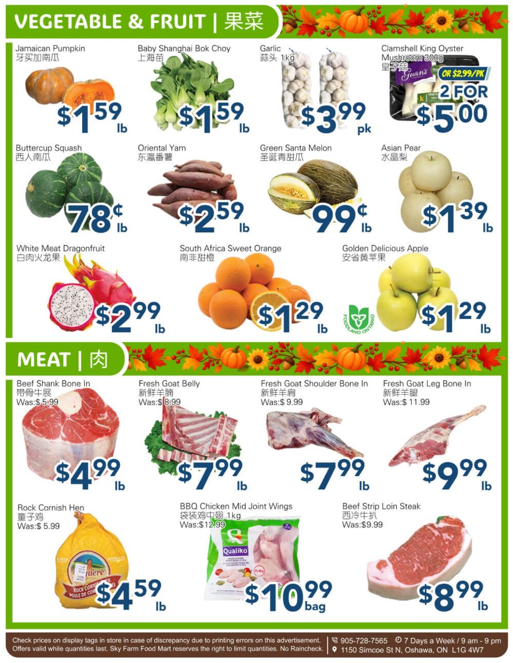 SkyFarm Food Mart Flyer October 9 to 15
