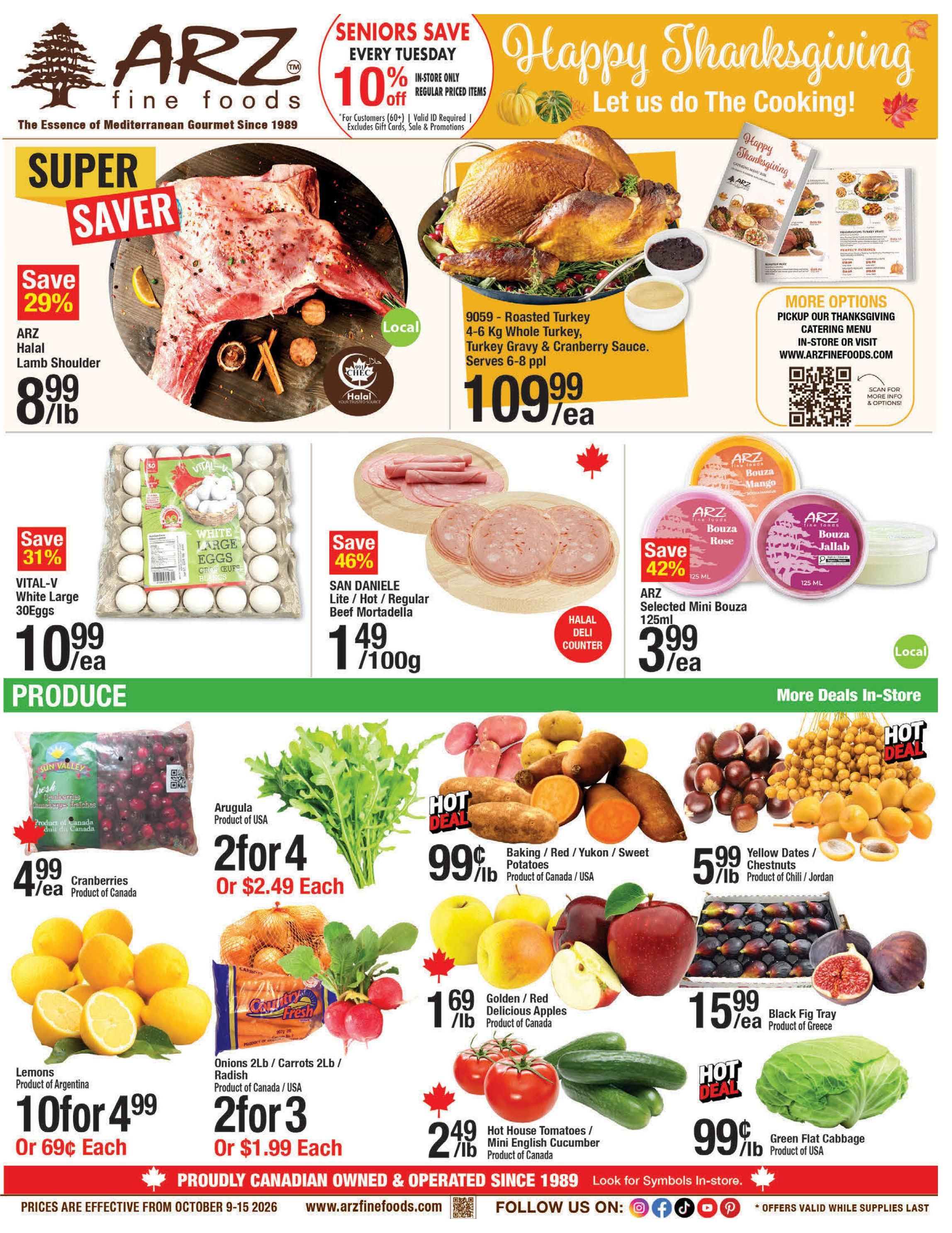 Arz Fine Foods Flyer October 9 to 15