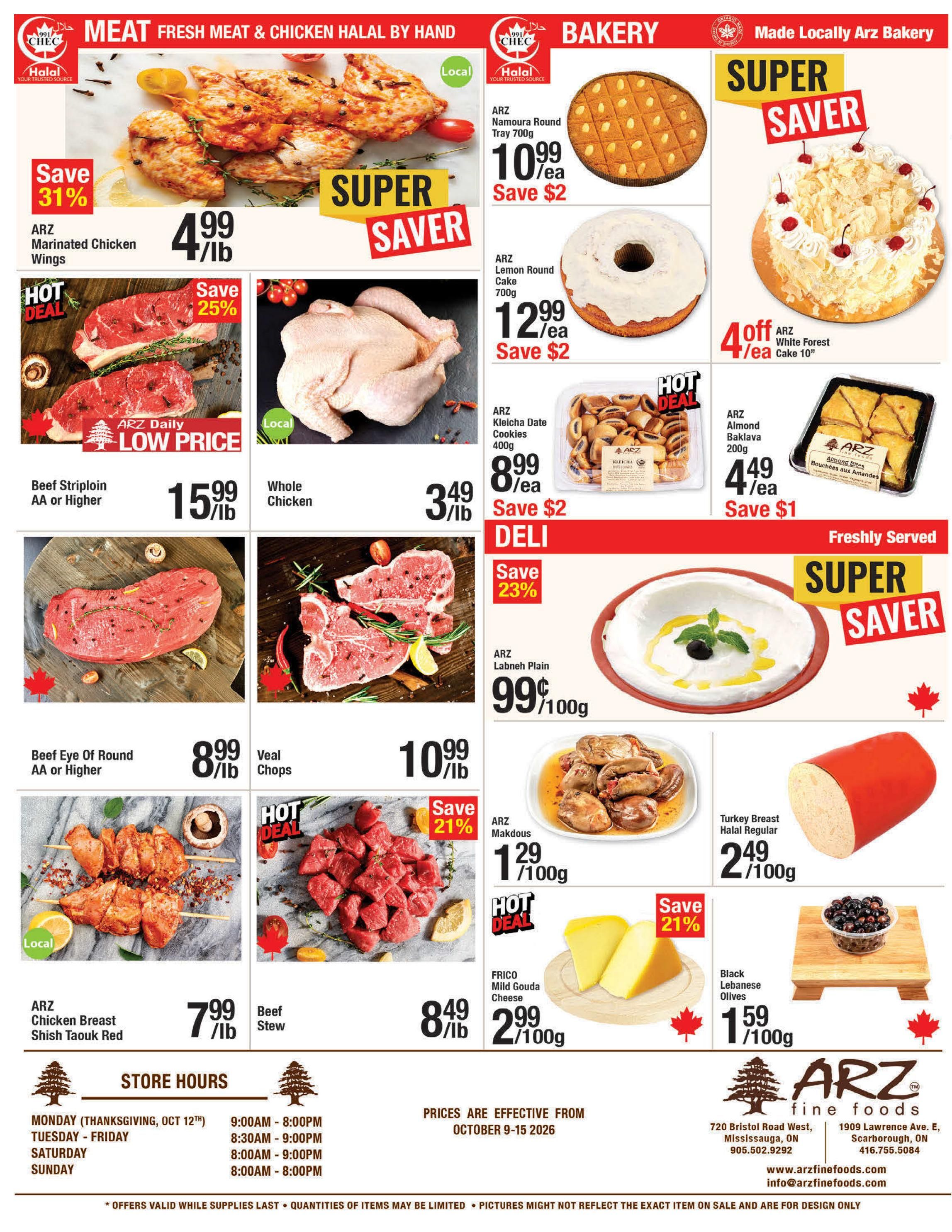 Arz Fine Foods Flyer October 9 to 15
