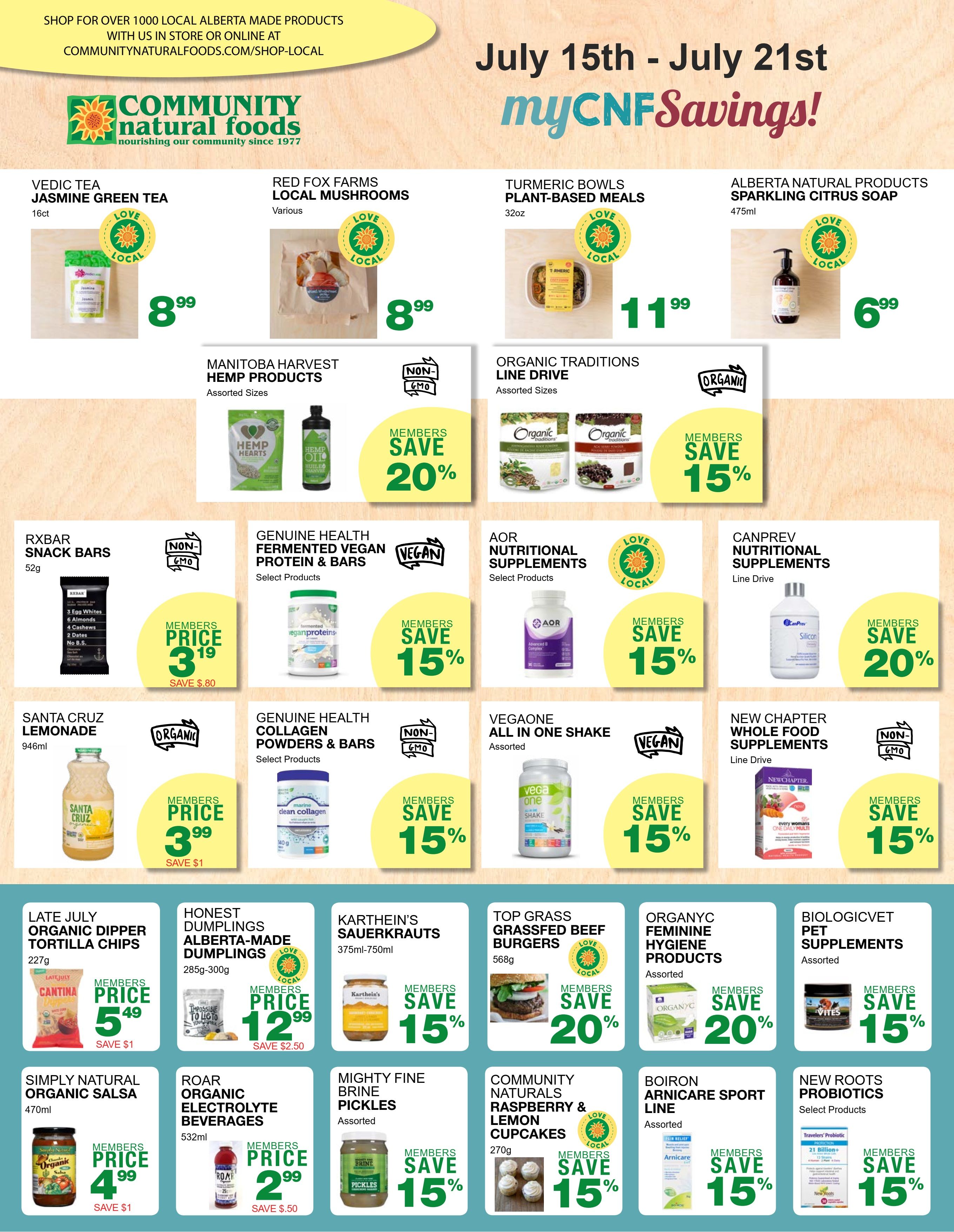 Community Natural Foods Flyer July 15 to 21