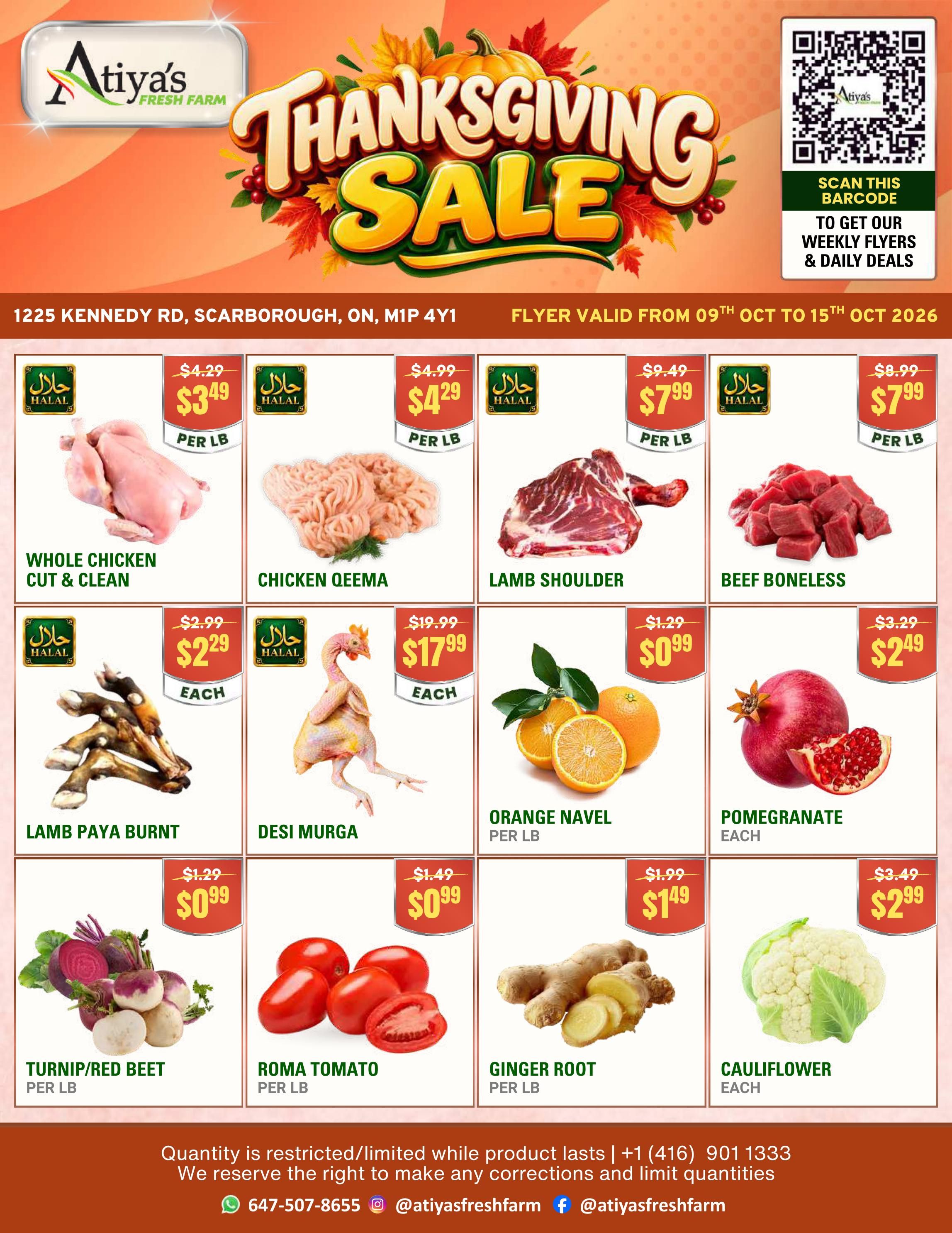 Atiya's Fresh Farm Flyer October 9 to 15