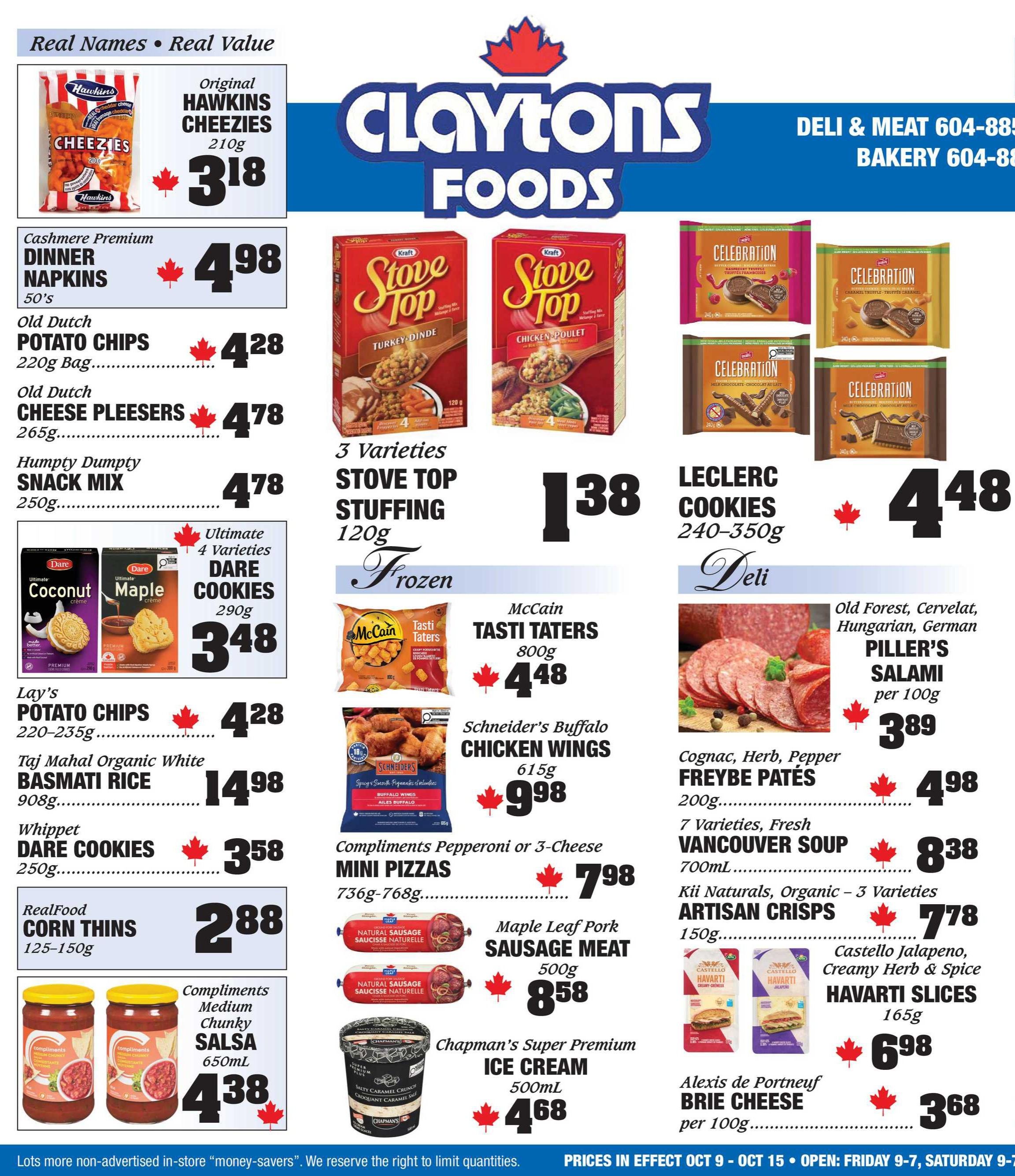 Claytons Heritage Market Flyer October 9 to 15