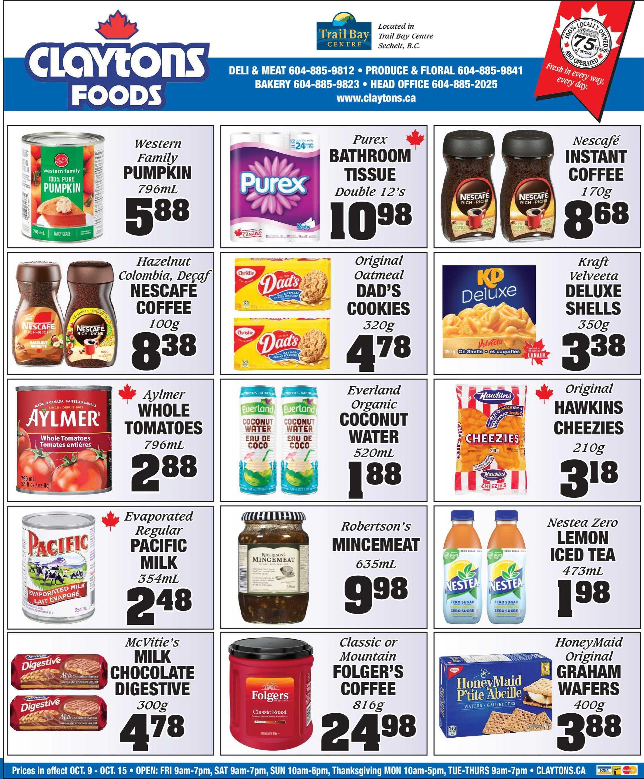 Claytons Heritage Market Flyer October 9 to 15