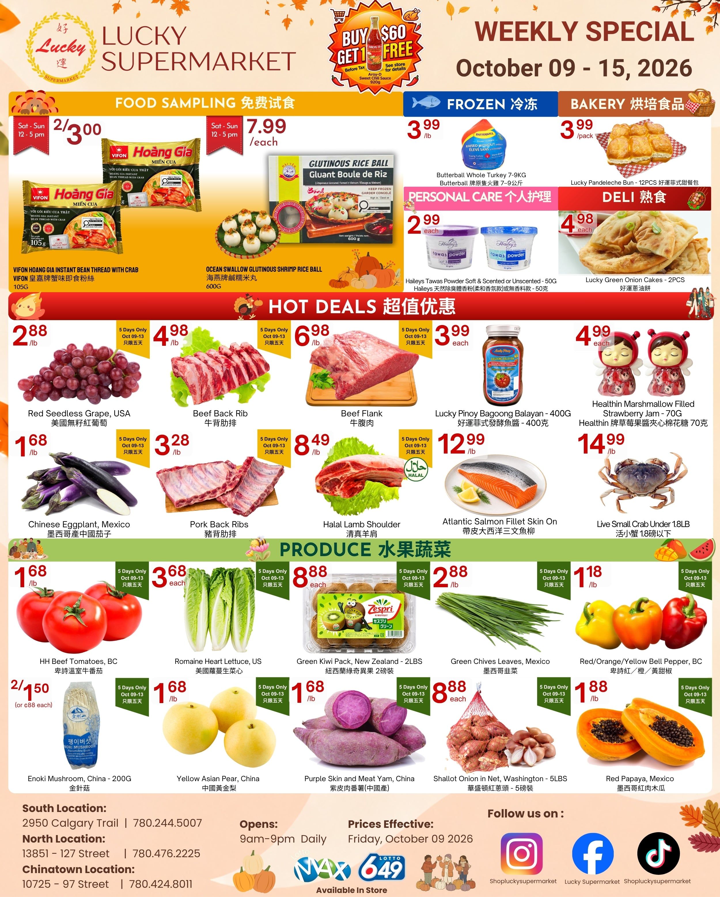 Lucky Supermarket (Edmonton) Flyer October 9 to 15