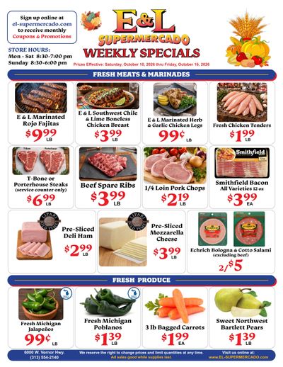 E & L Supermercado Weekly Ad October 10 - 16, 2026
