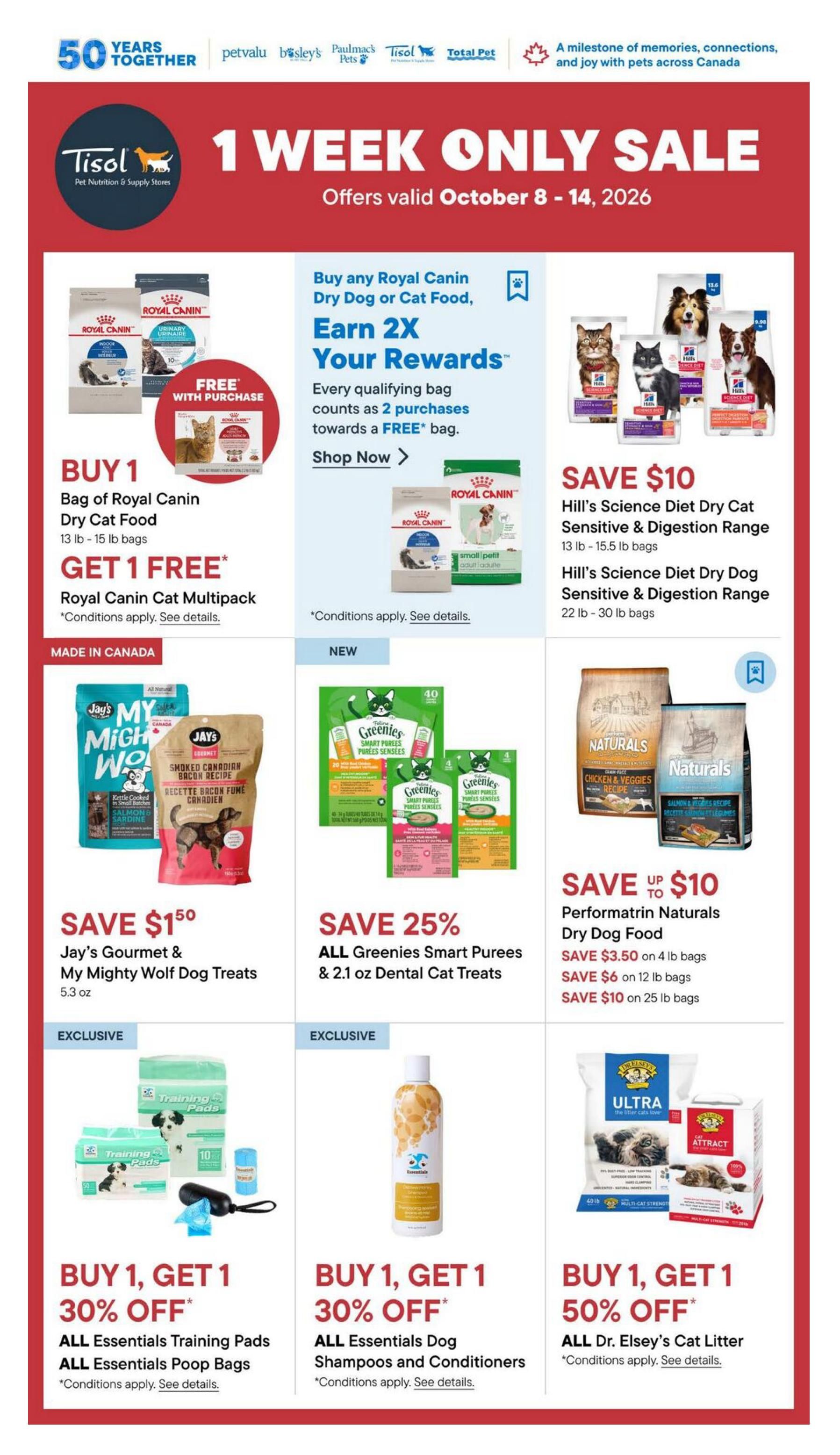 Tisol Pet Nutrition & Supply Stores Flyer October 8 to 14