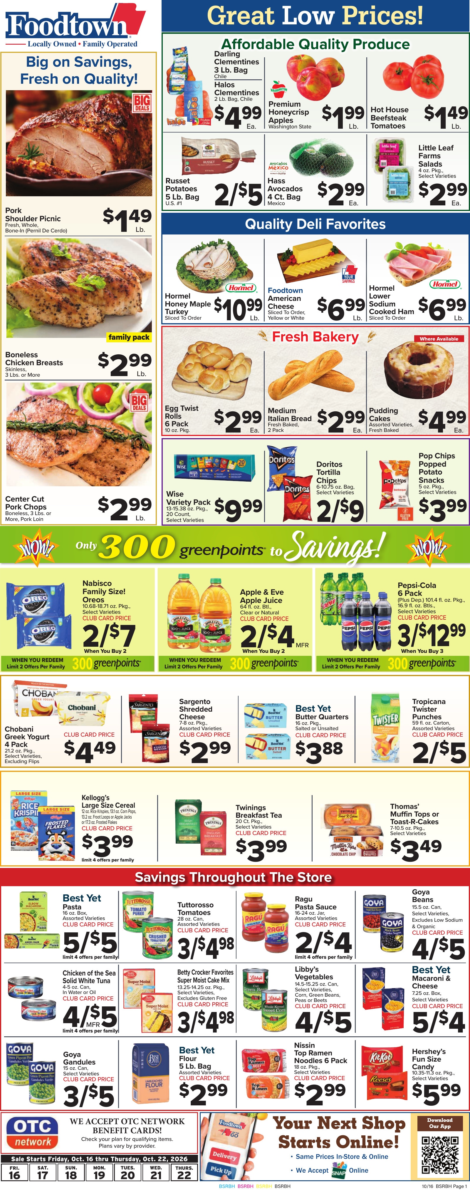 Foodtown Weekly Ad October 16 - 22, 2026