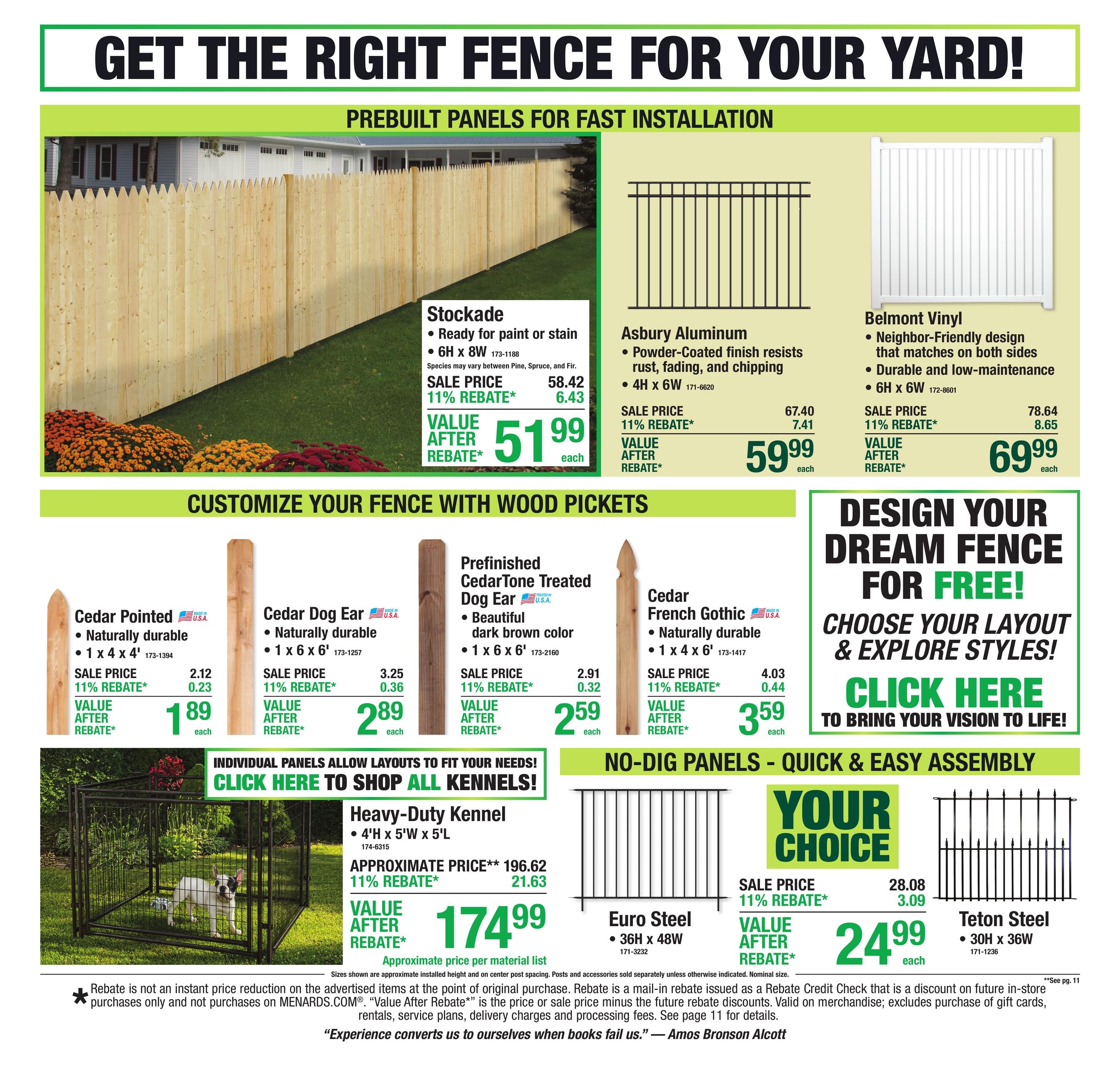 Menards (Hemlock Area, MI) 11% Rebate Sale Weekly Ad October 7 - 18, 2026