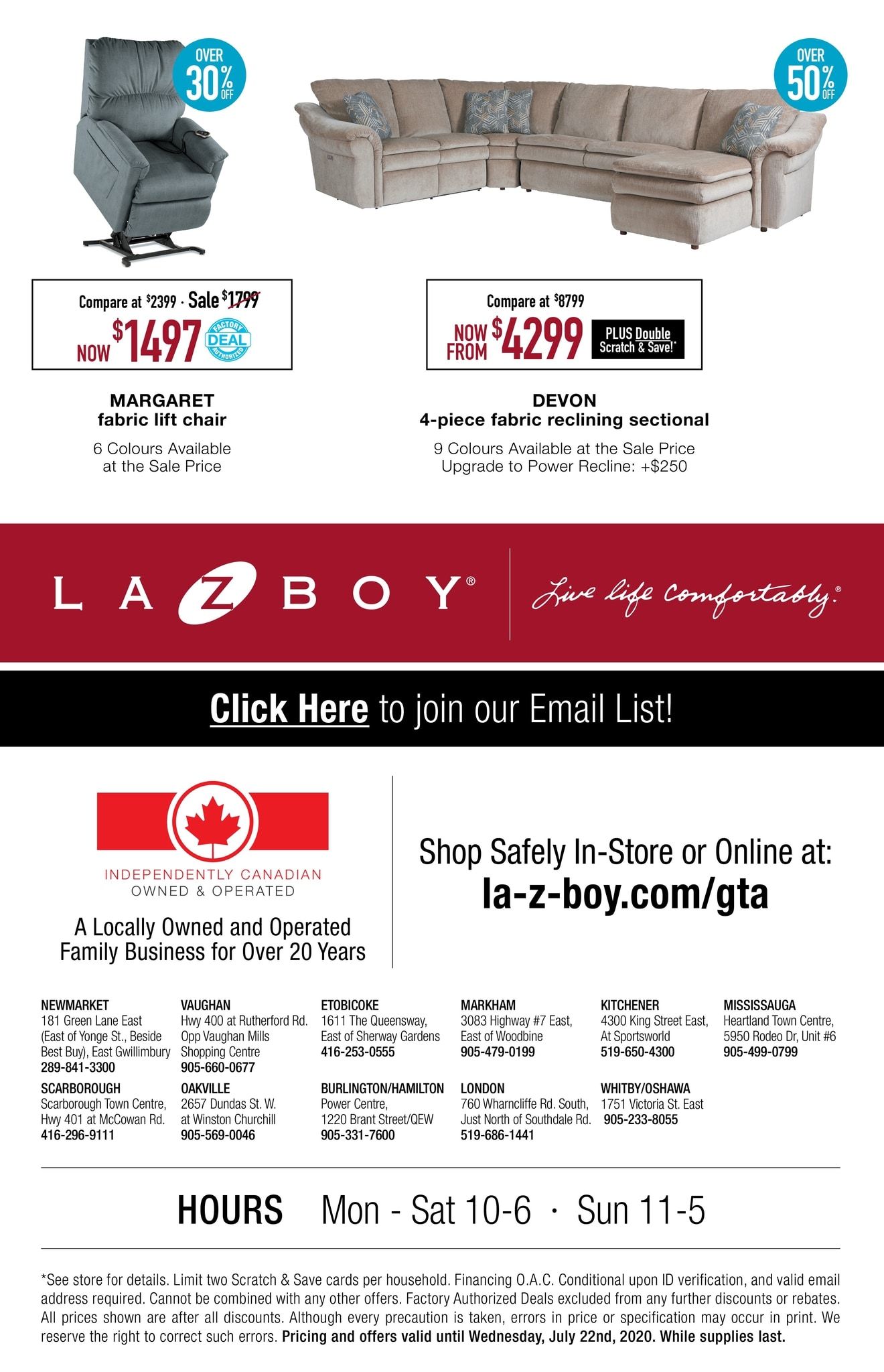 La-Z-Boy (GTA) Flyer July 16 to 22