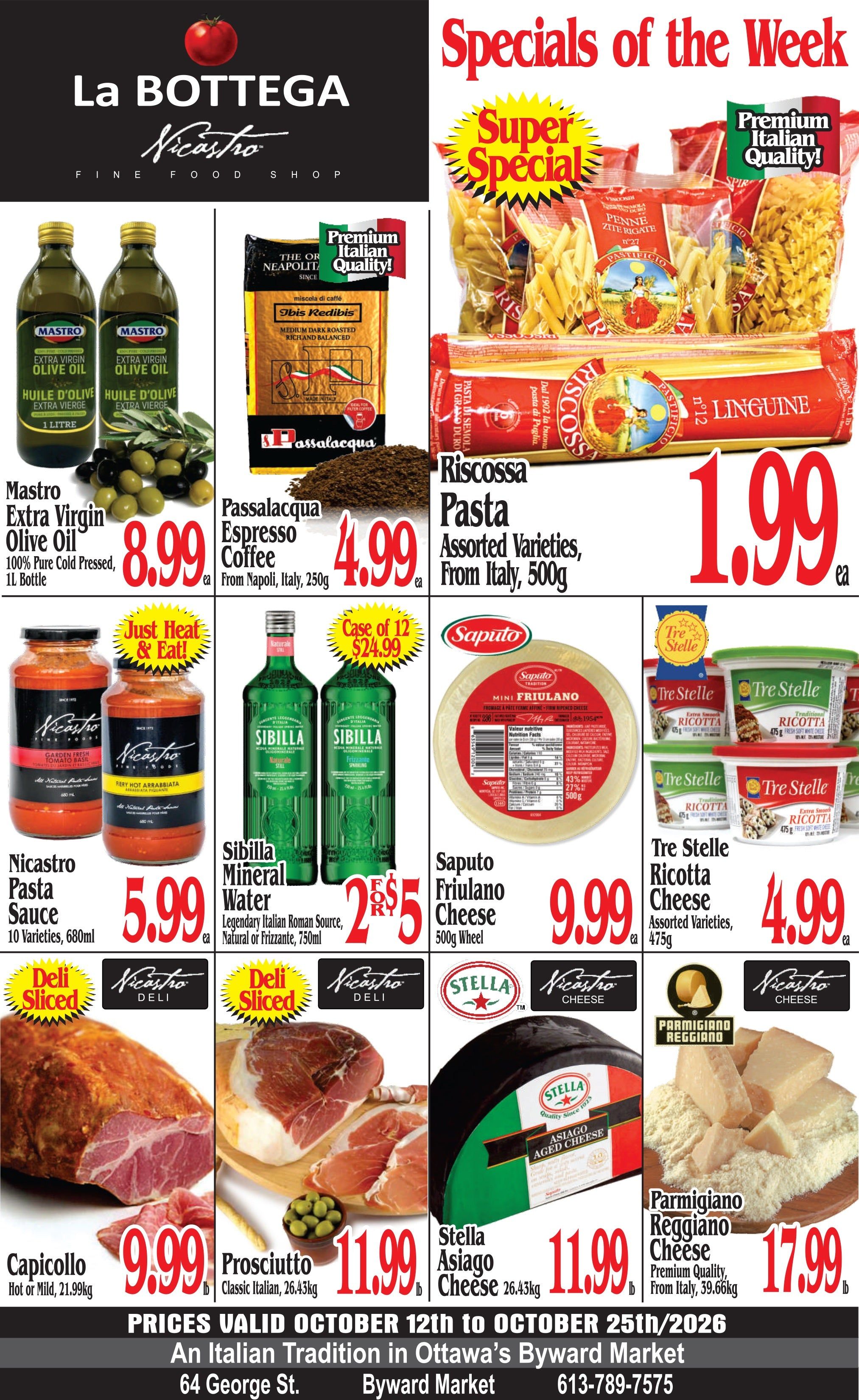La Bottega Nicastro Fine Foods Flyer October 12 to 25