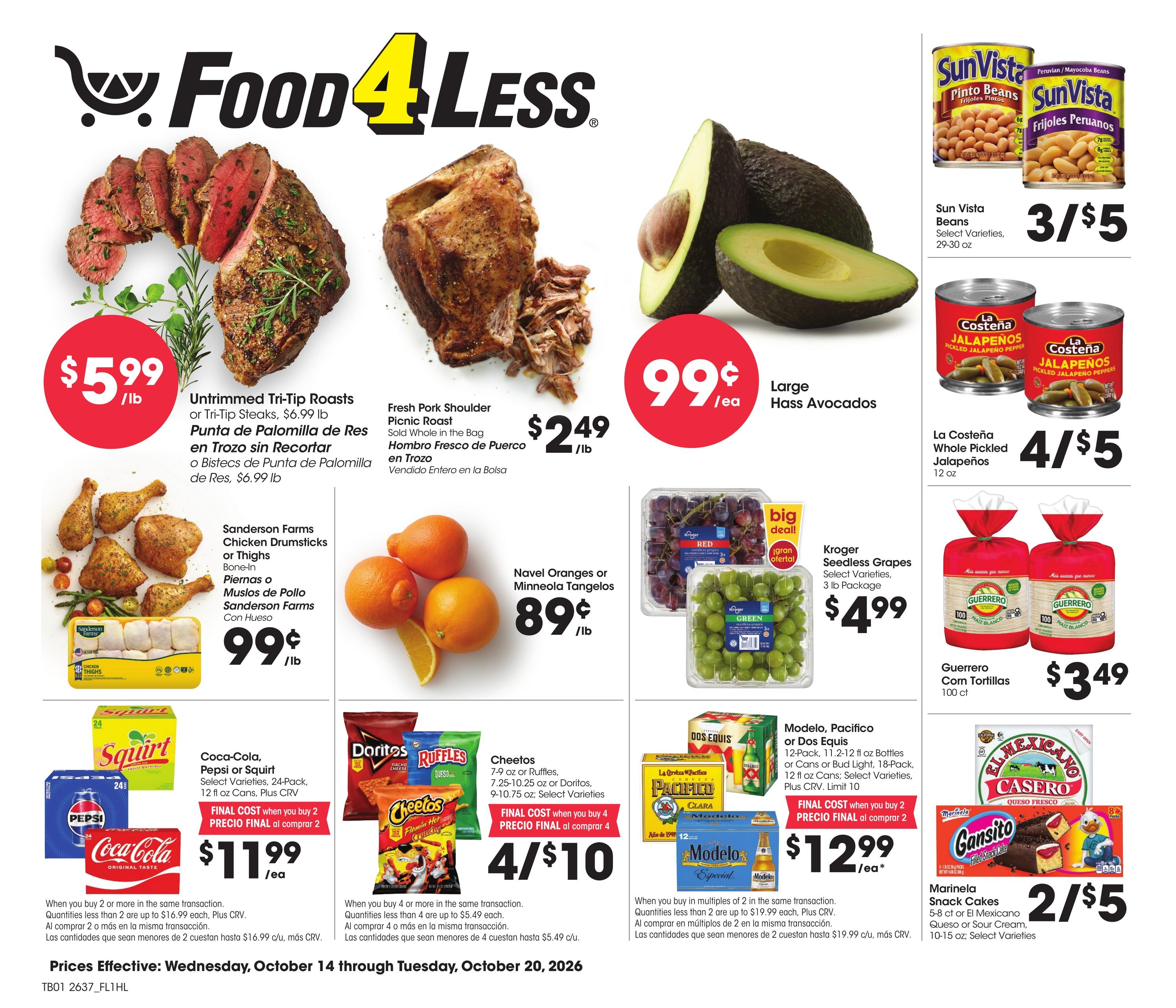 Food 4 Less (Alhambra Area, CA) California Weekly Ad October 14 - 20, 2026