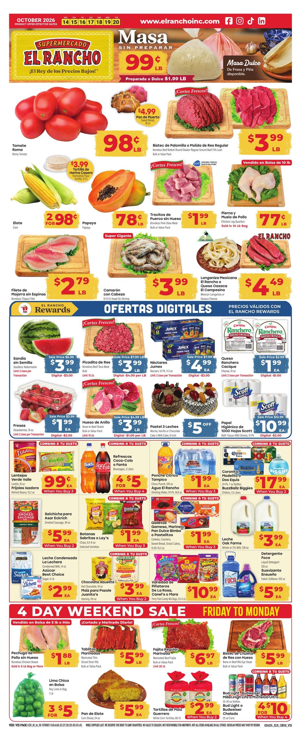 El Rancho Supermercado (Allen Area, TX) Weekly Ad October 14 - 20, 2026