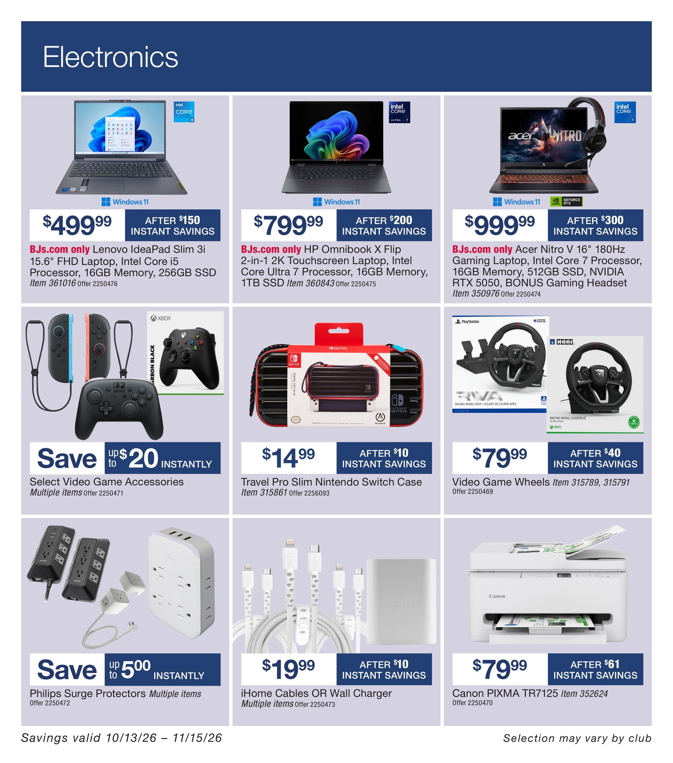 BJ's Wholesale Club Smart Saver Weekly Ad October 13 - November 15, 2026