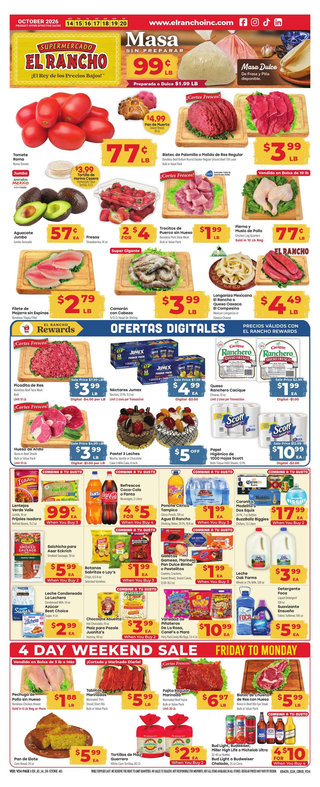 El Rancho Supermercado (Irving Area, TX) Weekly Ad October 14 - 20, 2026