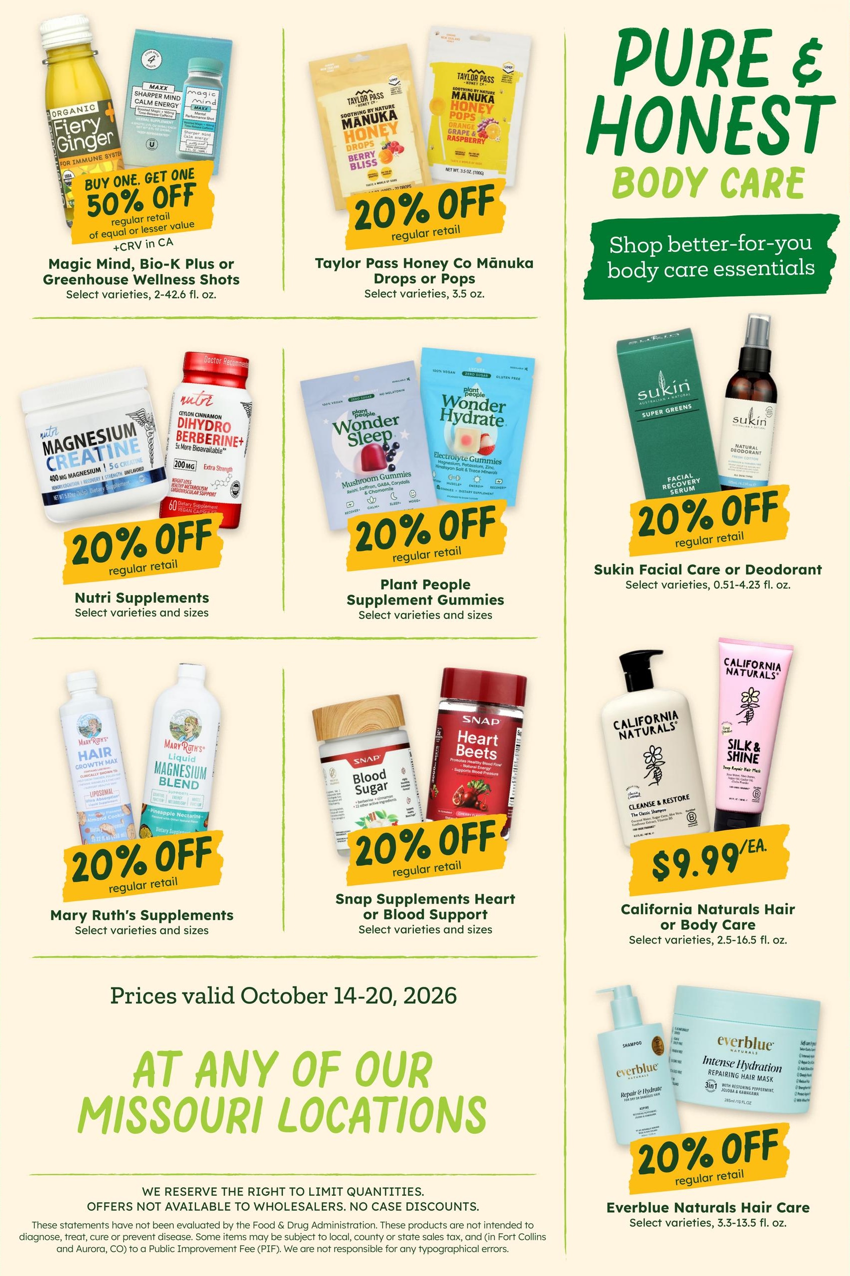 Sprouts Farmers Market (Kansas City Area, KS) Weekly Ad October 14 - 20, 2026
