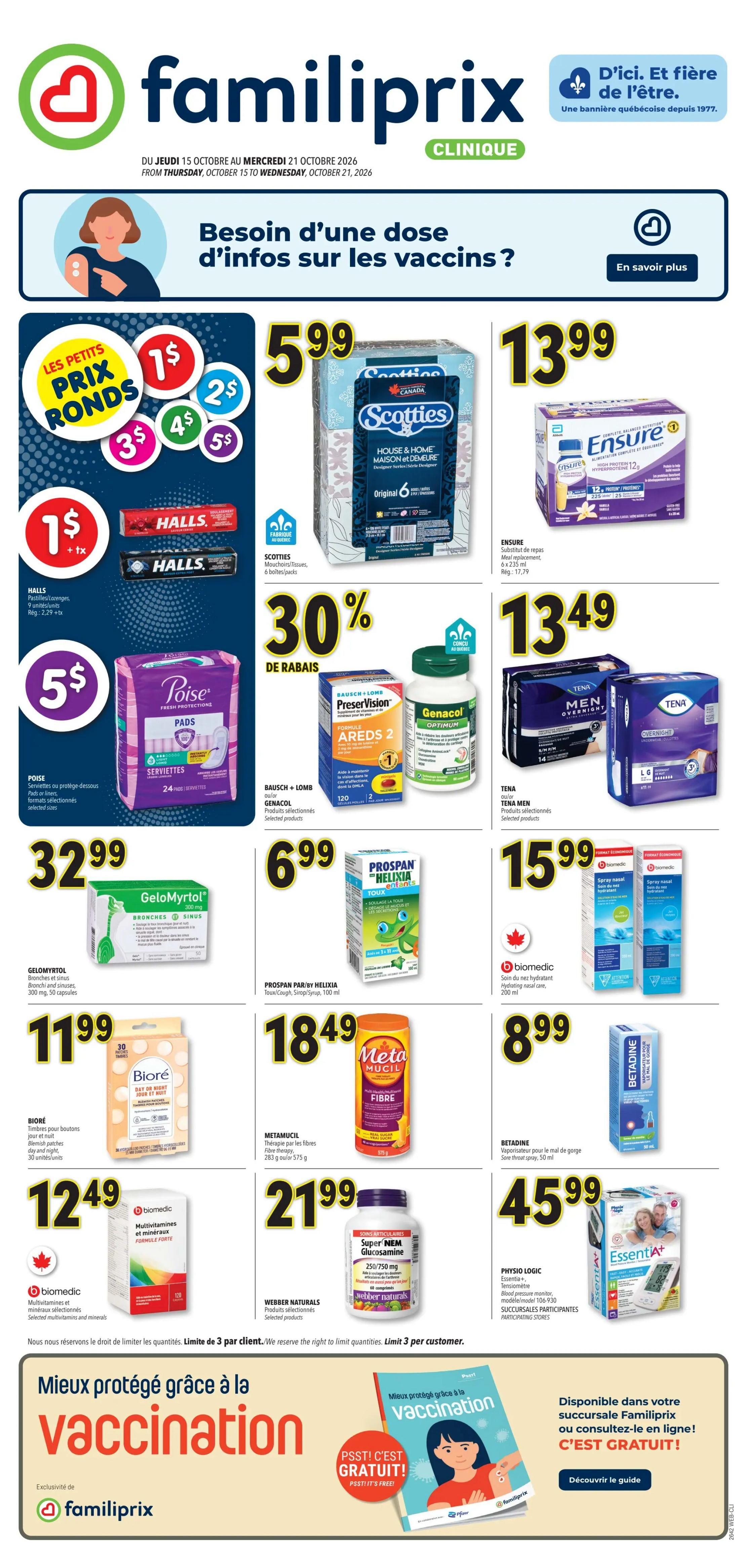 Familiprix Clinique Flyer October 15 to 21