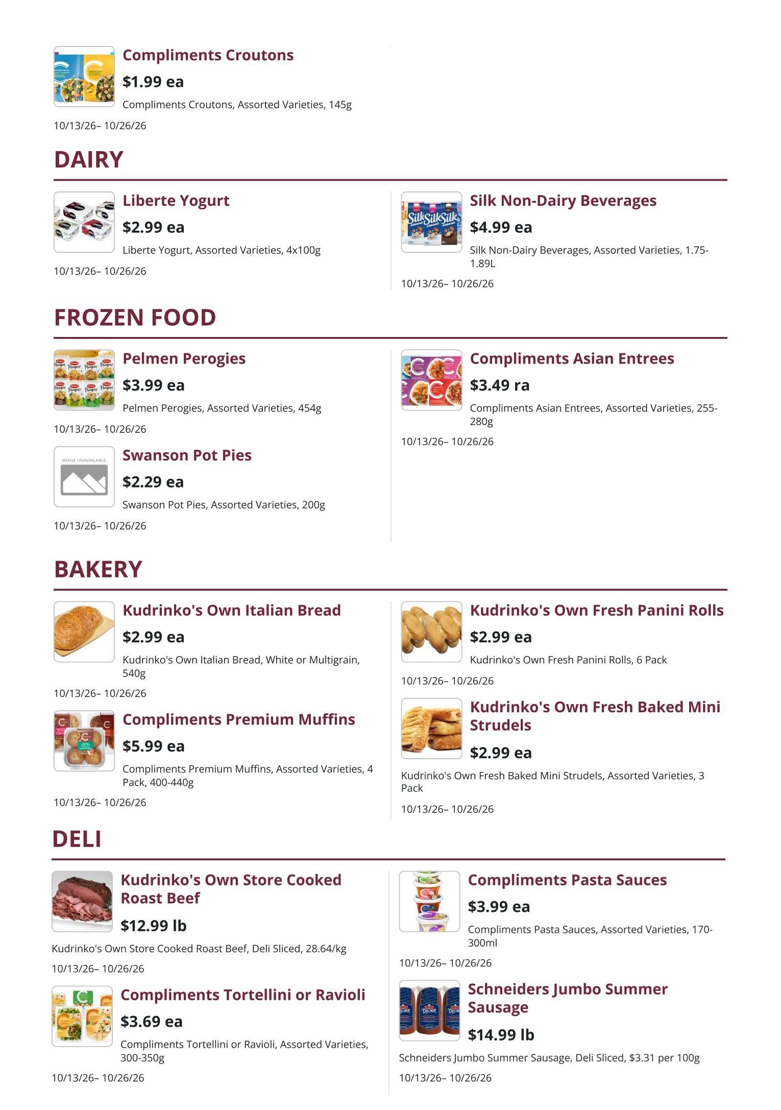 Kudrinko's Flyer October 13 to 26