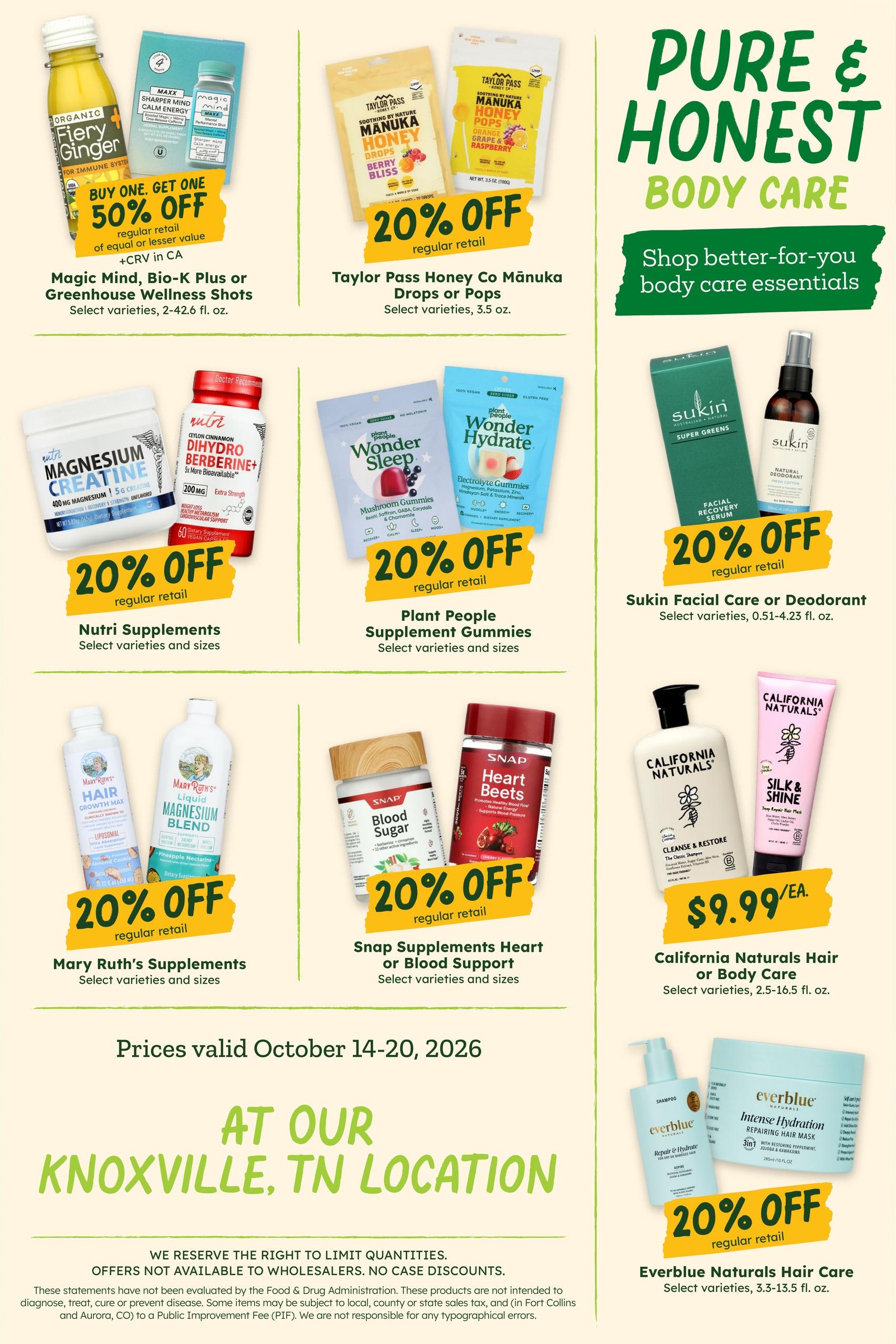 Sprouts Farmers Market (Knoxville Area, TN) Weekly Ad October 14 - 20, 2026