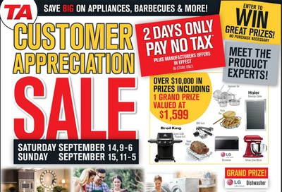 TA Appliances and Barbecues Flyer September 14 and 15