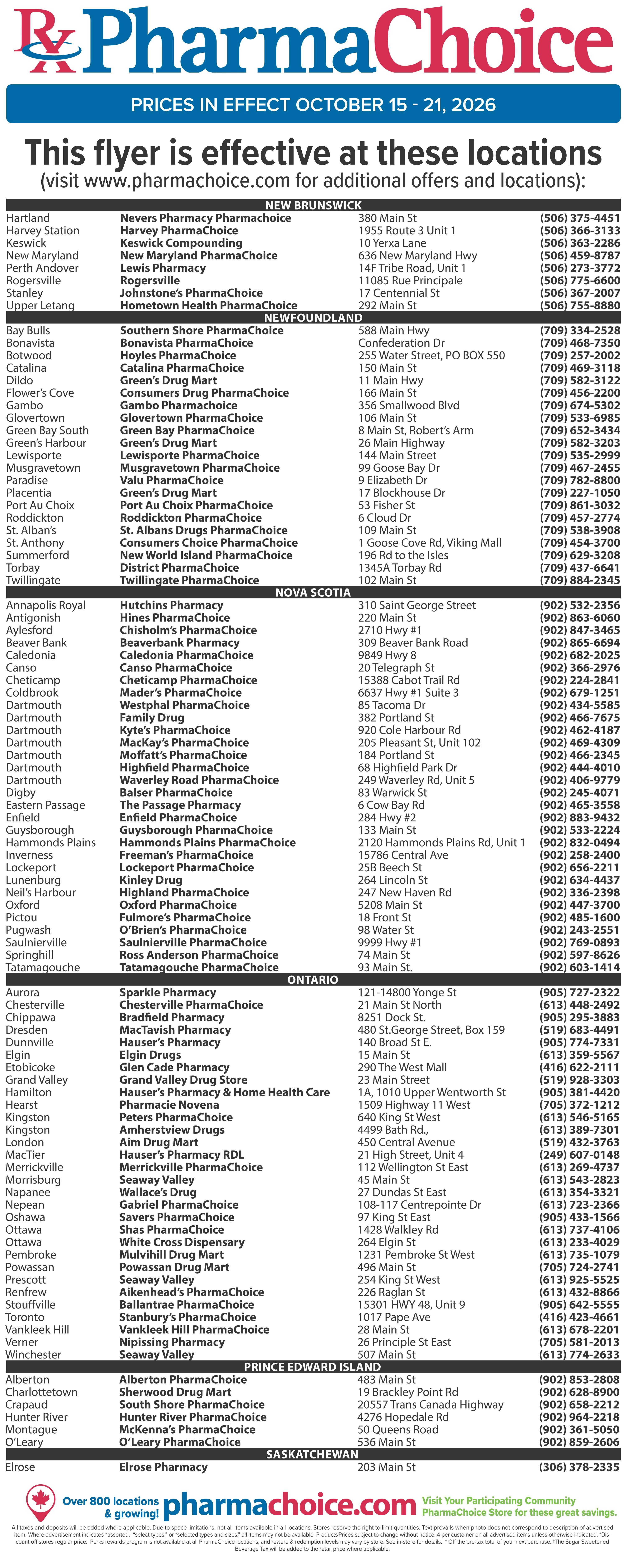PharmaChoice (ON & Atlantic) Flyer October 15 to 21