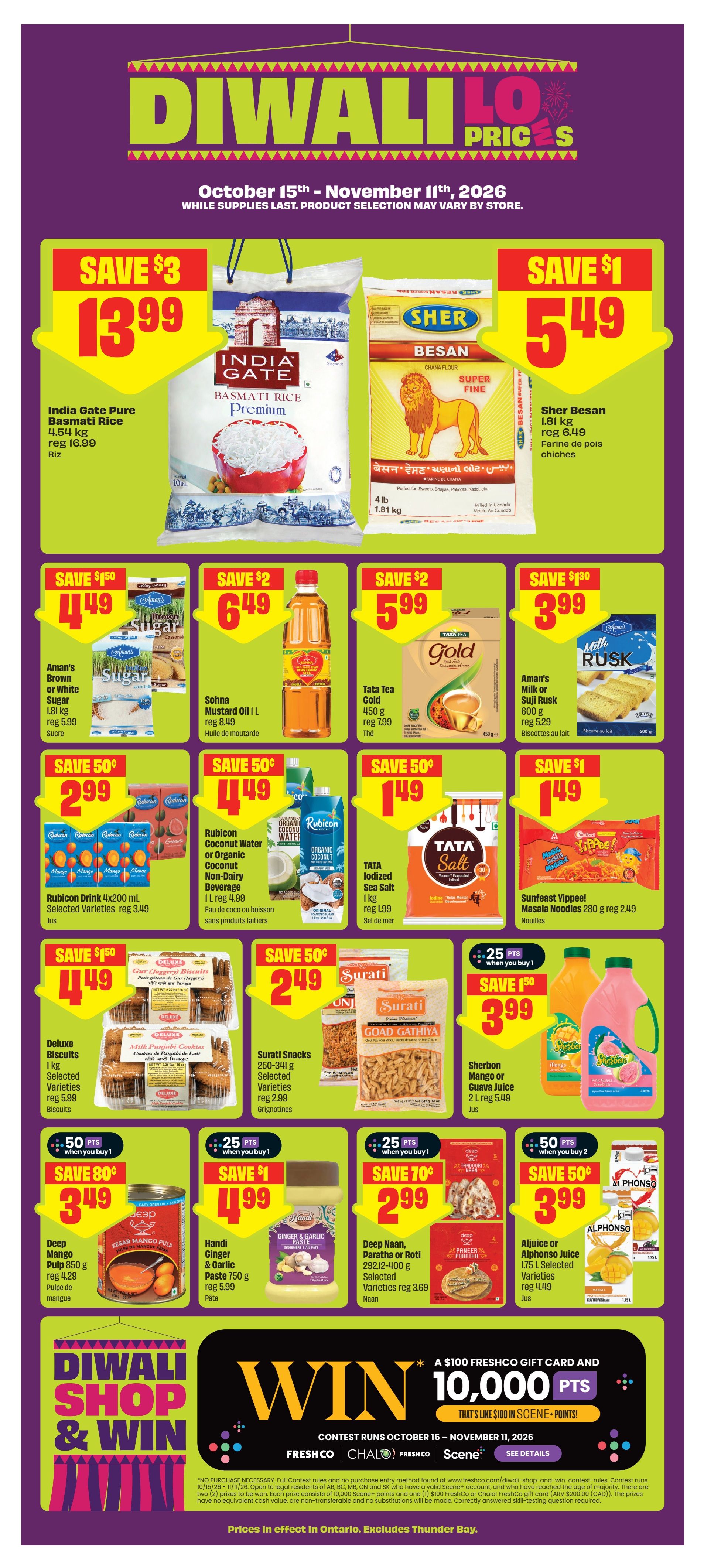 FreshCo & Chalo FreshCo (ON) Diwali Flyer October 15 to November 11