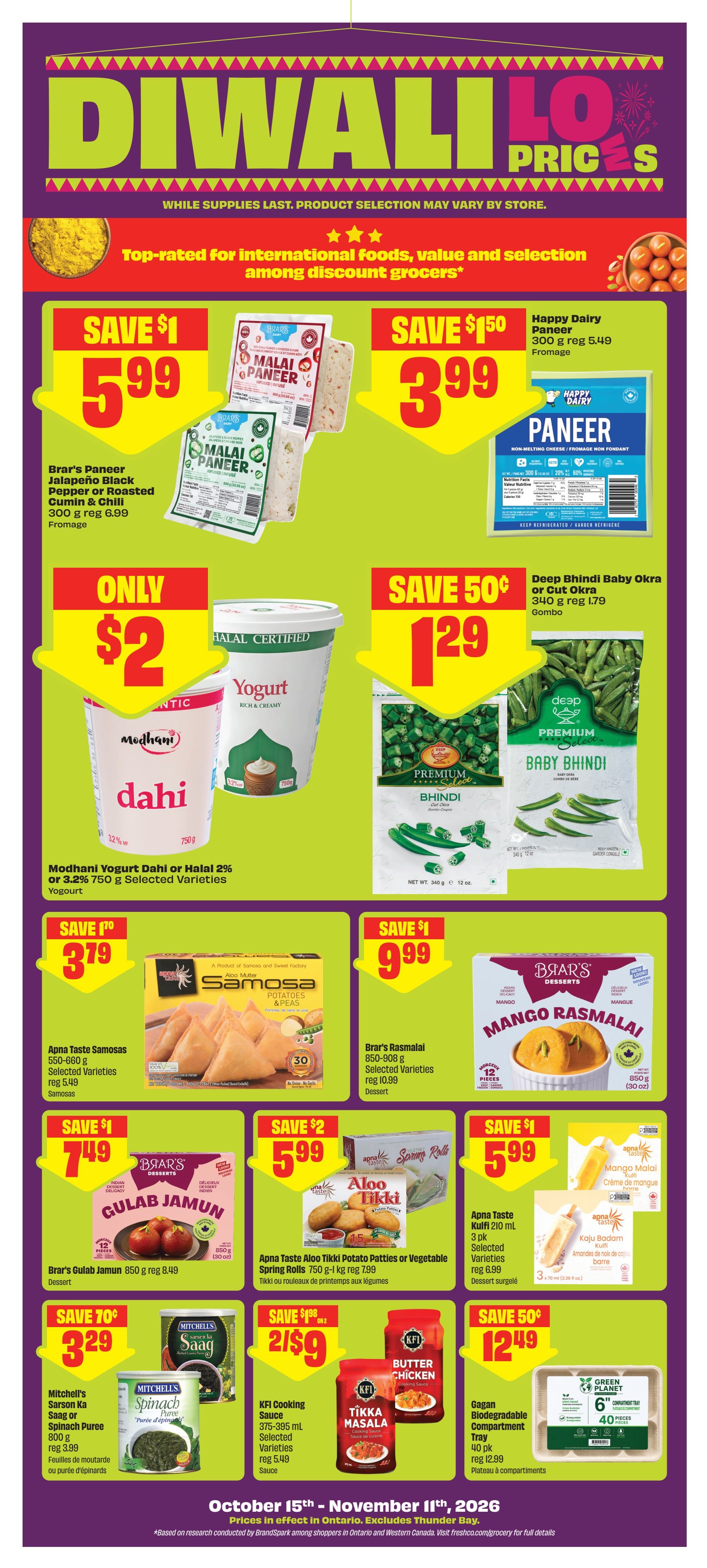 FreshCo & Chalo FreshCo (ON) Diwali Flyer October 15 to November 11