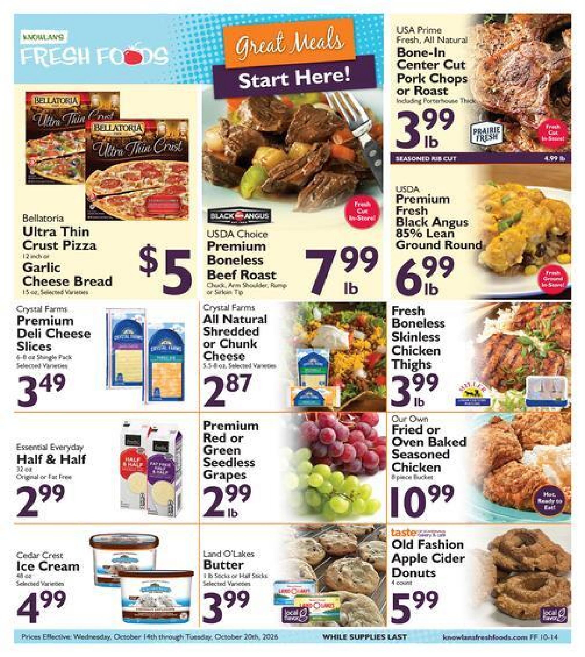 Knowlan's Fresh Foods Weekly Ad October 14 - 20, 2026