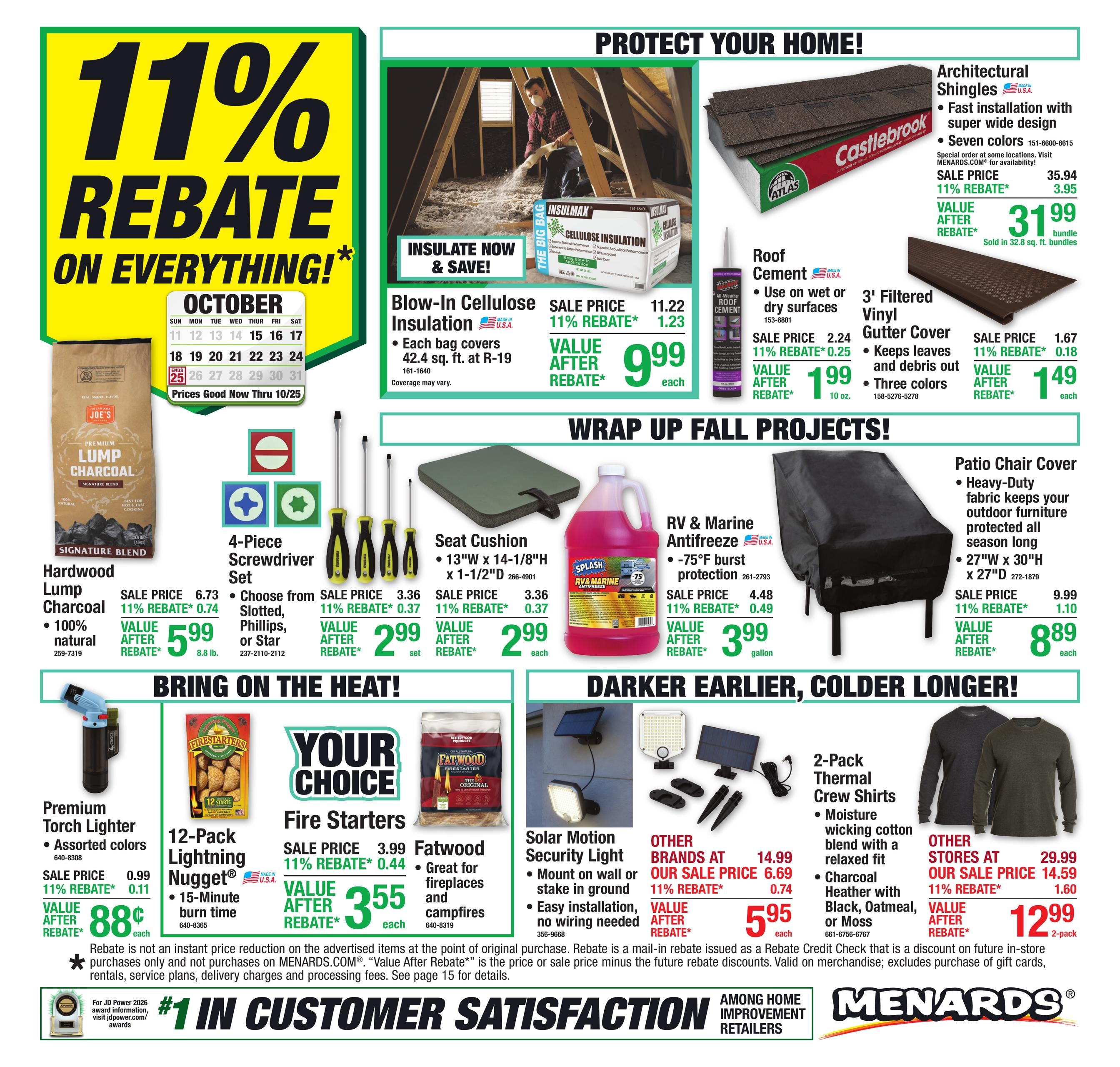 Menards (Quincy Area, IL) 11% Rebate Sale Weekly Ad October 14 - 25, 2026