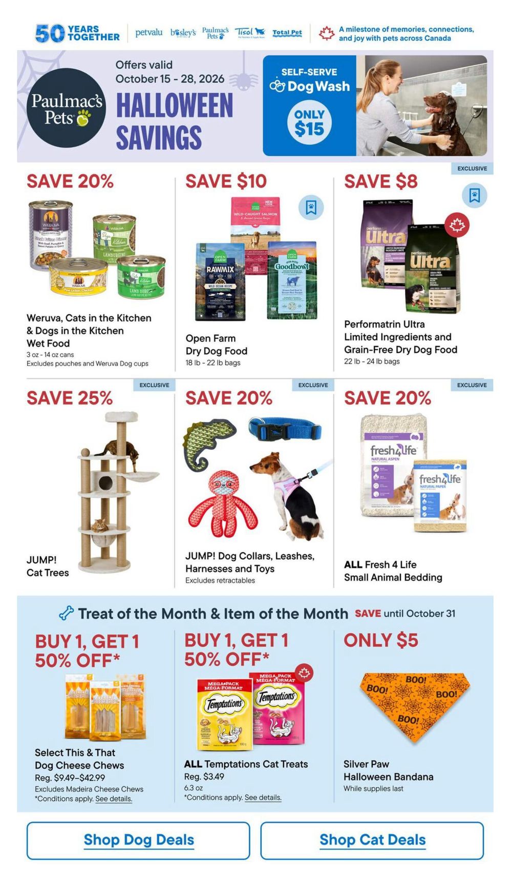 Paulmac's Pets Flyer October 15 to 28